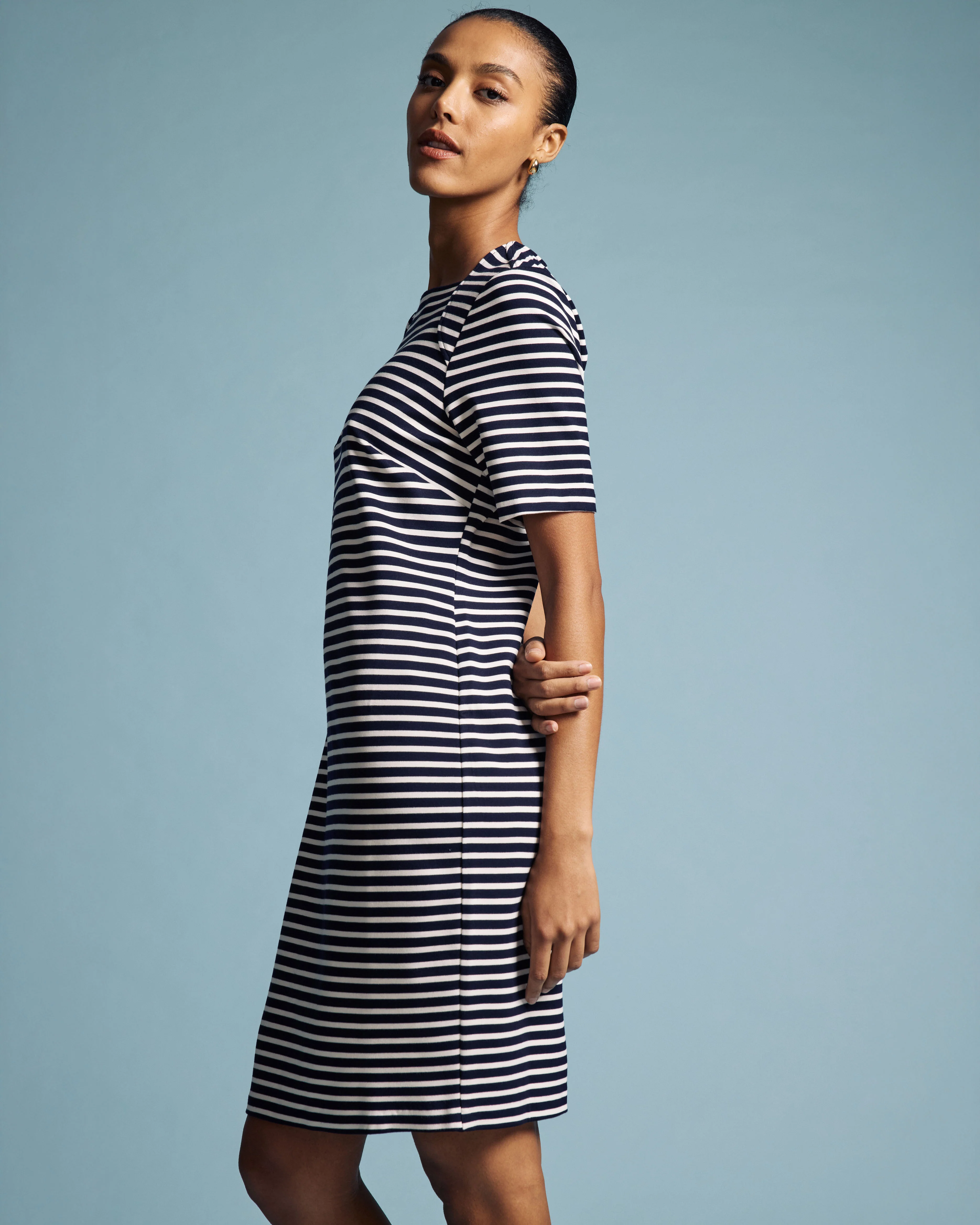 Envelope Neck Ponte Dress - St. James Stripe - Image 4