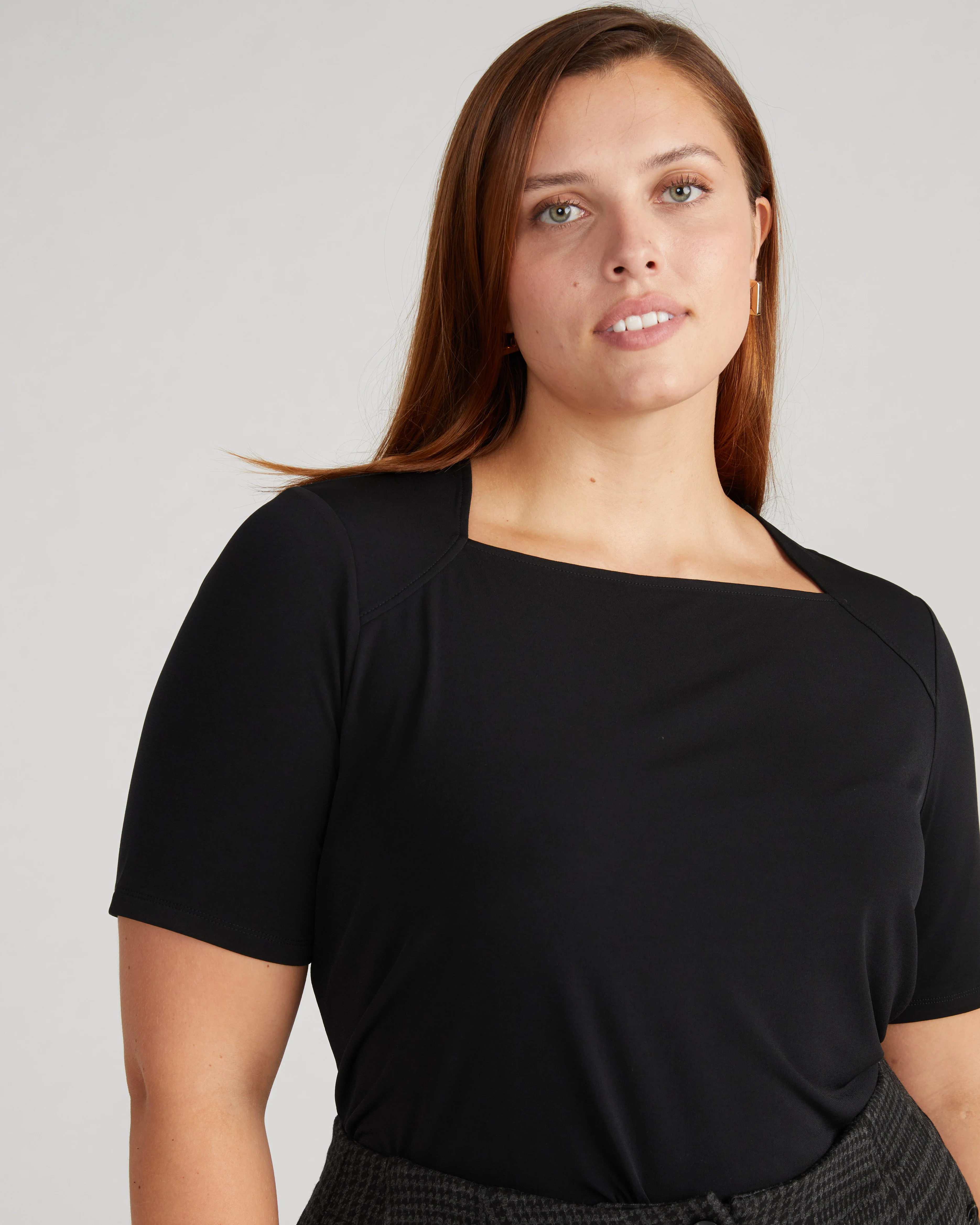 Envelope Neck Viscose Jersey Top - Black - Image 5