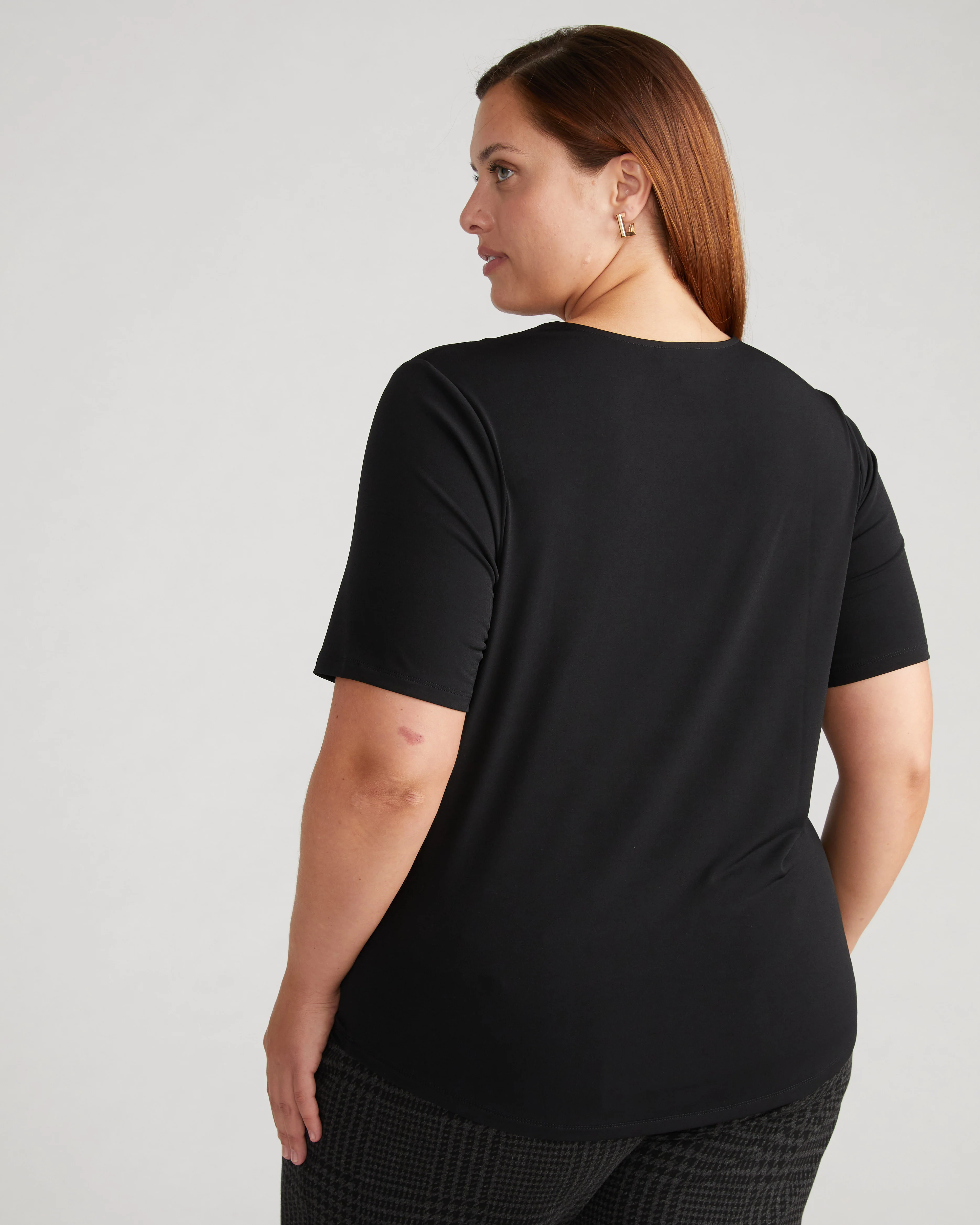 Envelope Neck Viscose Jersey Top - Black - Image 6