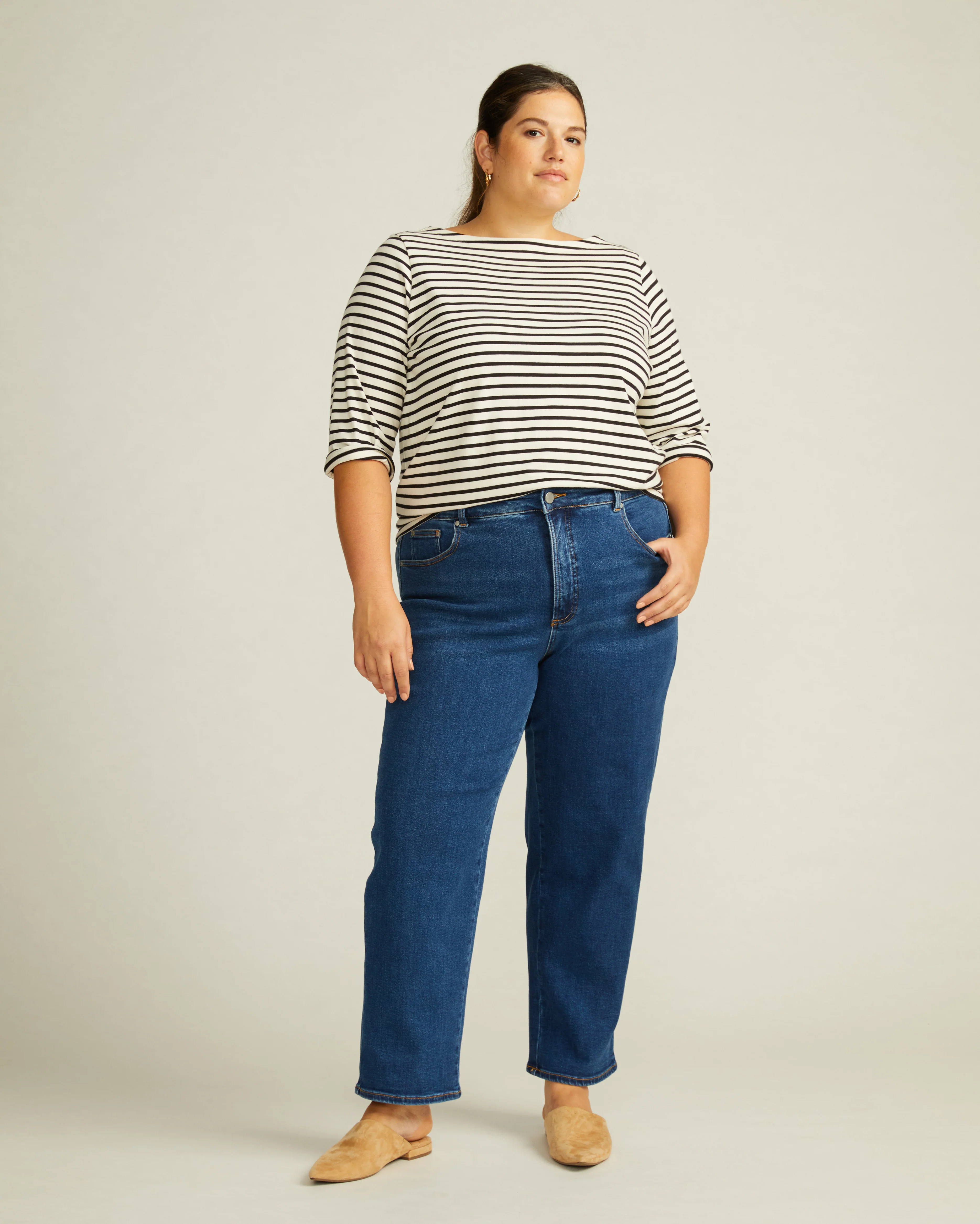 Etta High Rise Straight Leg Jeans 28 Inch - Aged Indigo - Image 3