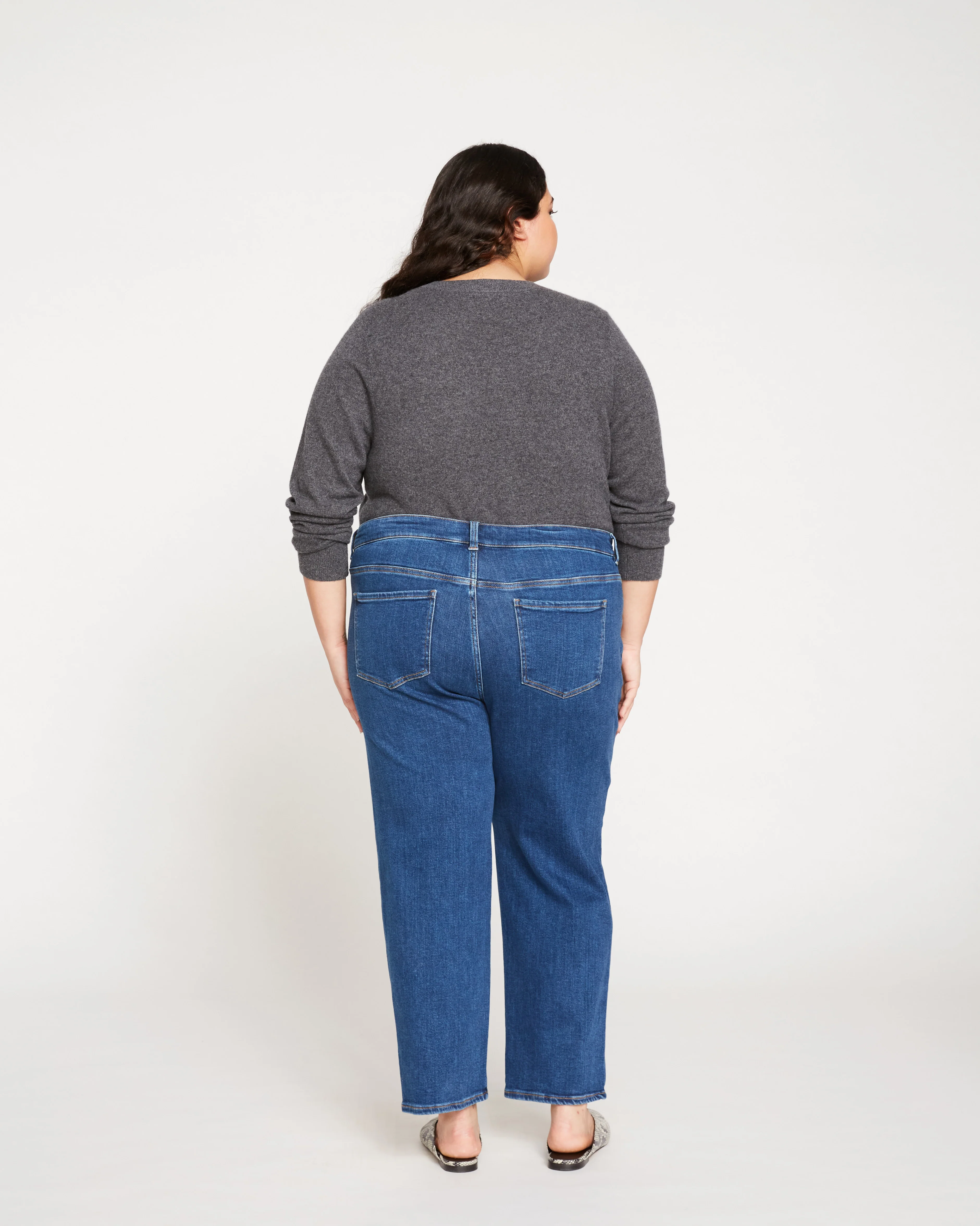 Etta High Rise Straight Leg Jeans 28 Inch - Aged Indigo - Image 8