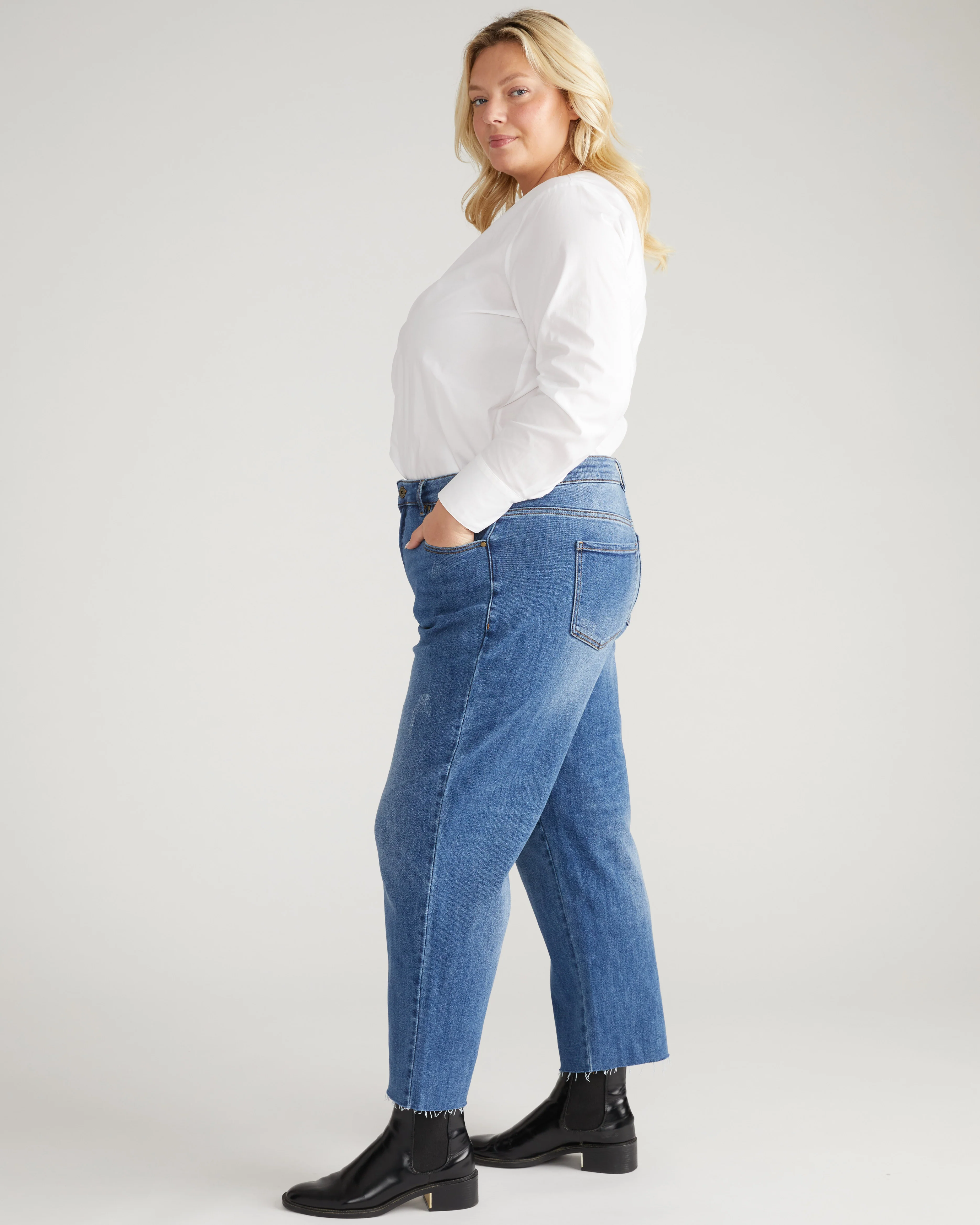 Etta High Rise Straight Leg Jeans 28 Inch - Camden Blue - Image 2
