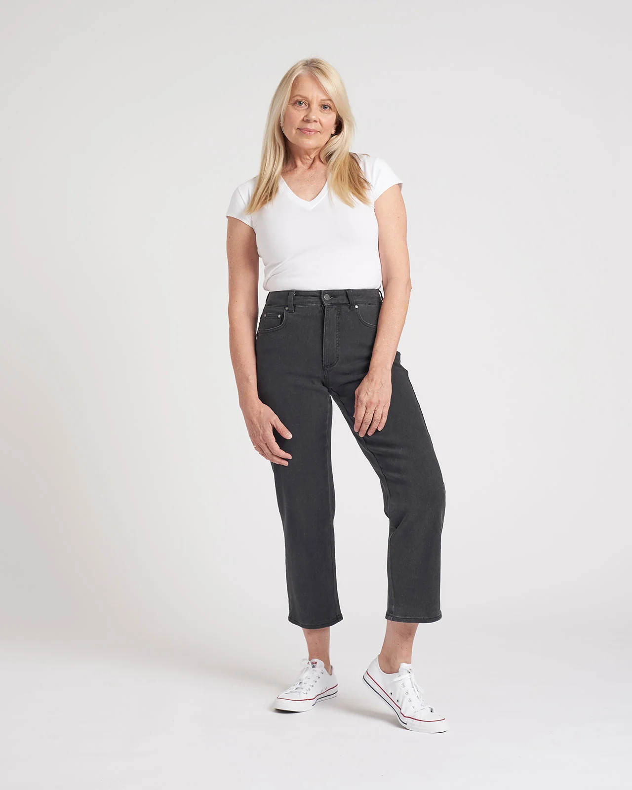Etta High Rise Straight Leg Jeans 28 Inch - Washed Black - Image 6