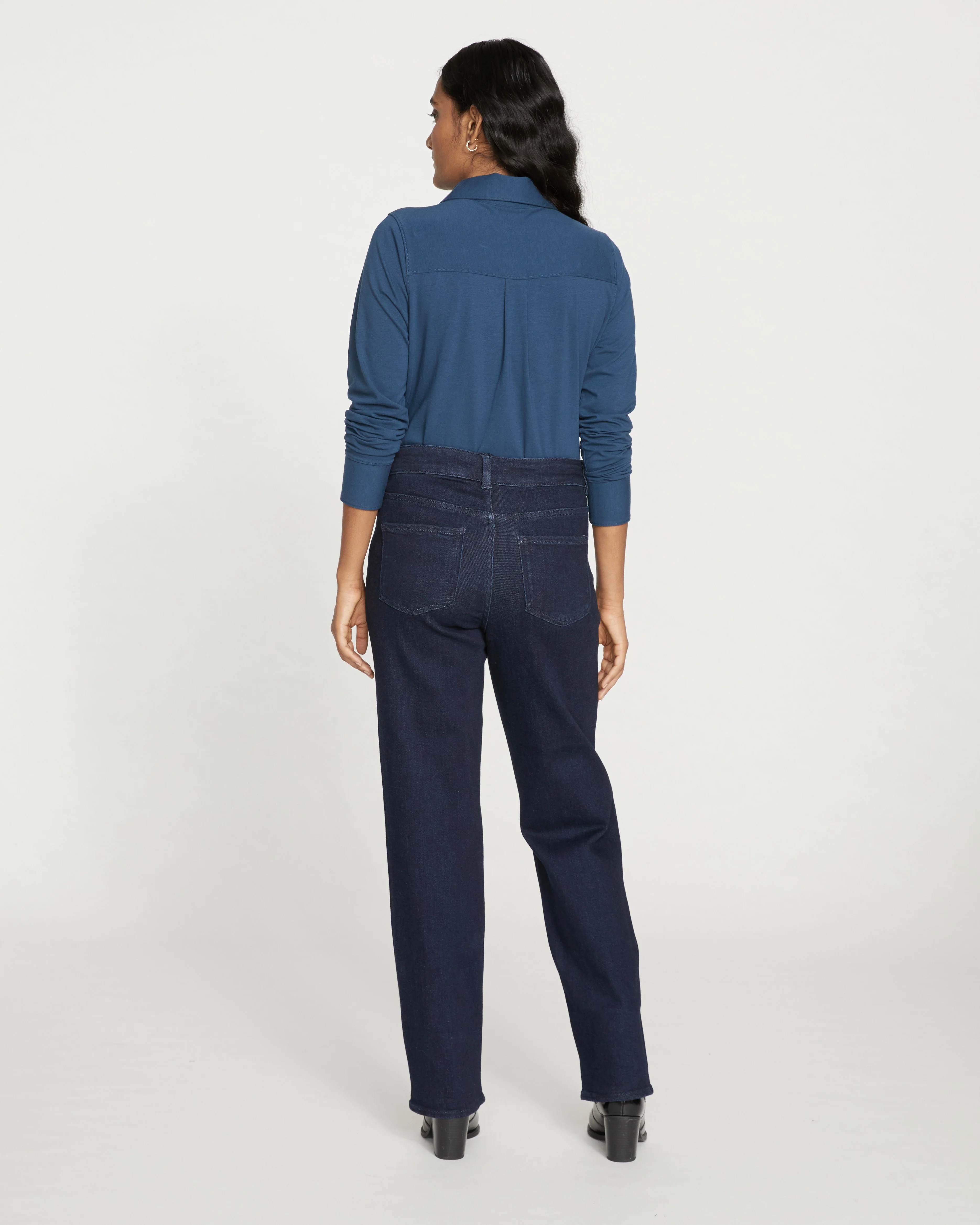 Etta High Rise Straight Leg Jeans 31 Inch - Dark Indigo - Image 4