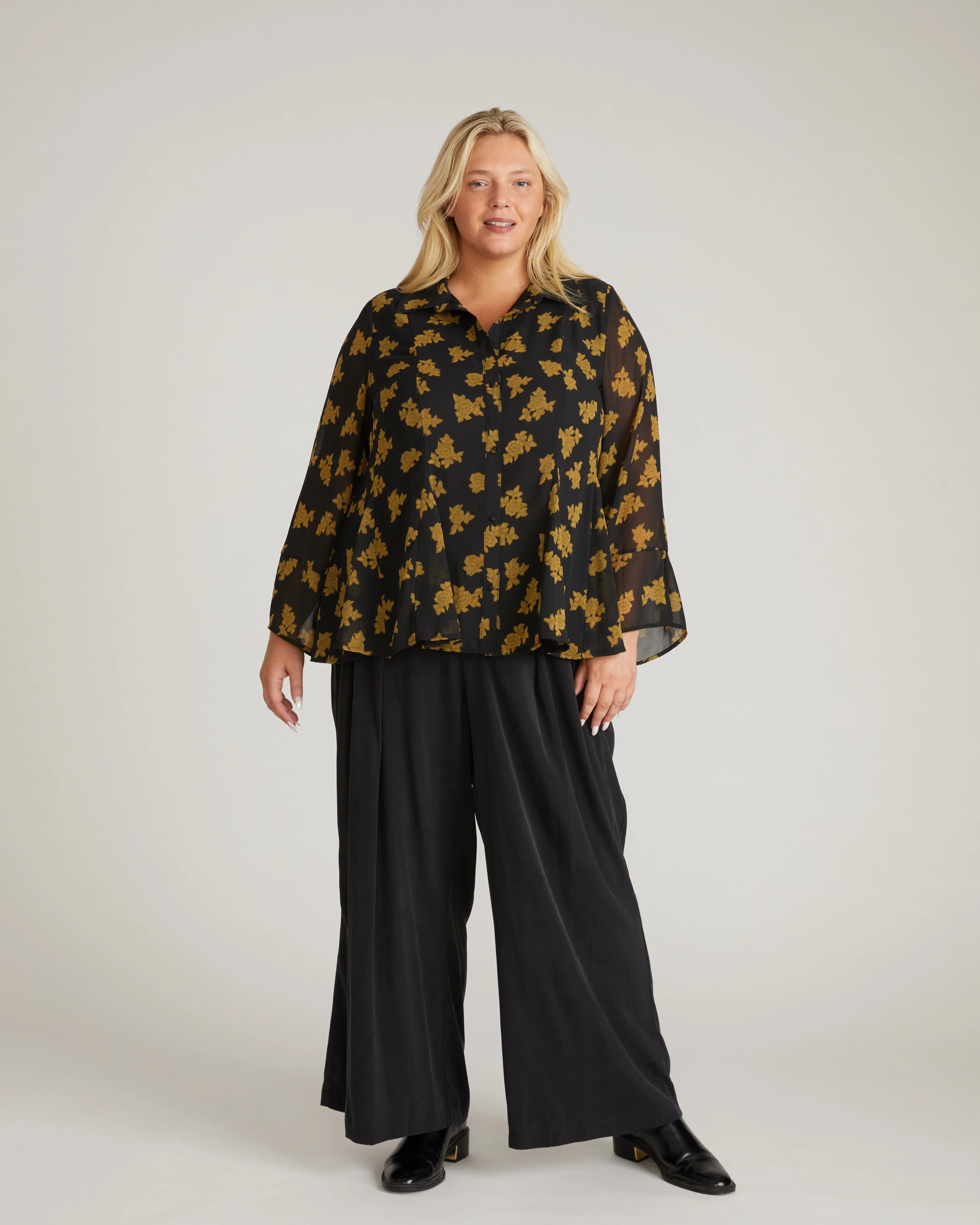 Evie Chiffon Blouse - Gold Heirloom Print - Image 5