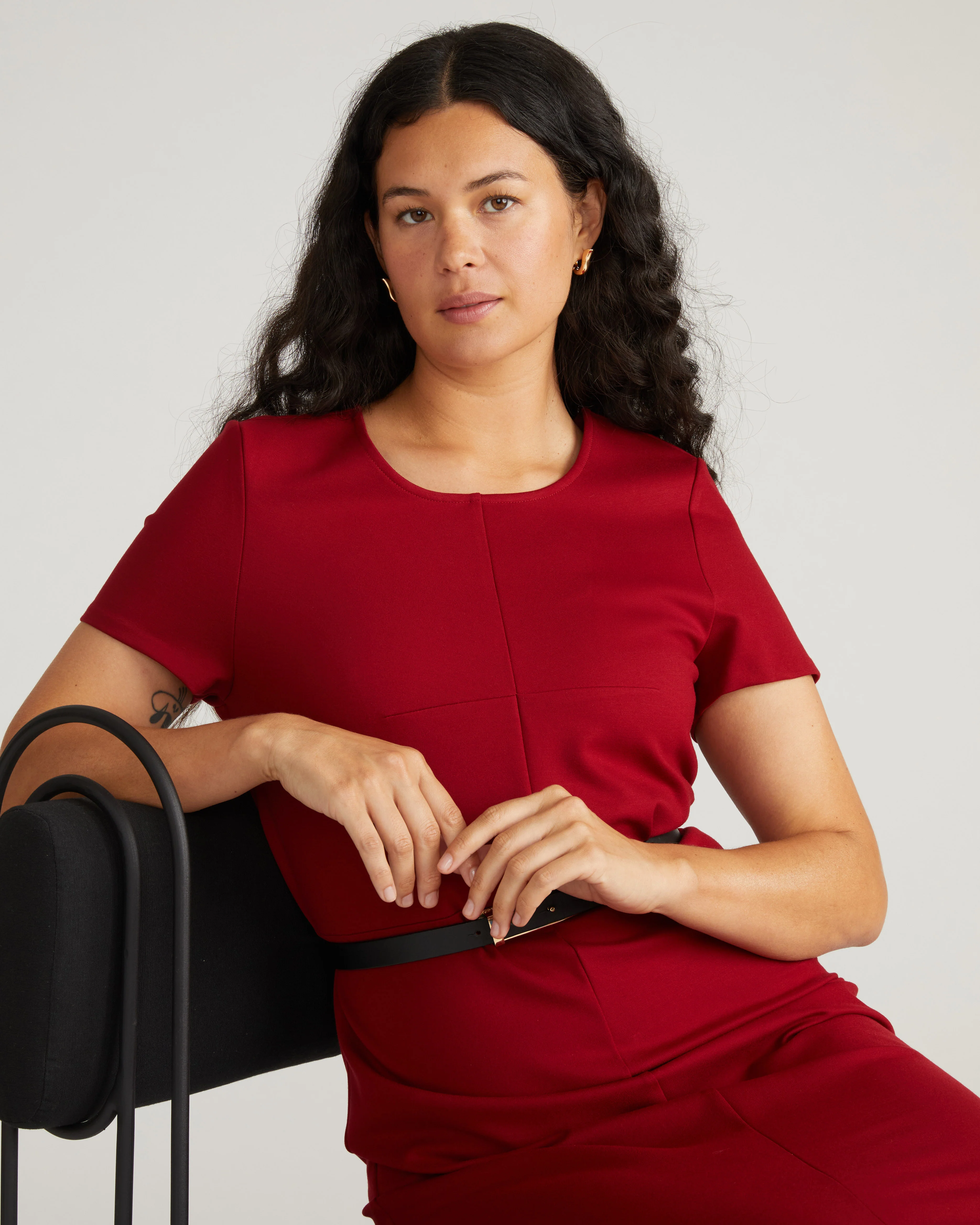 Executive Ponte Dress - Garnet - Image 2