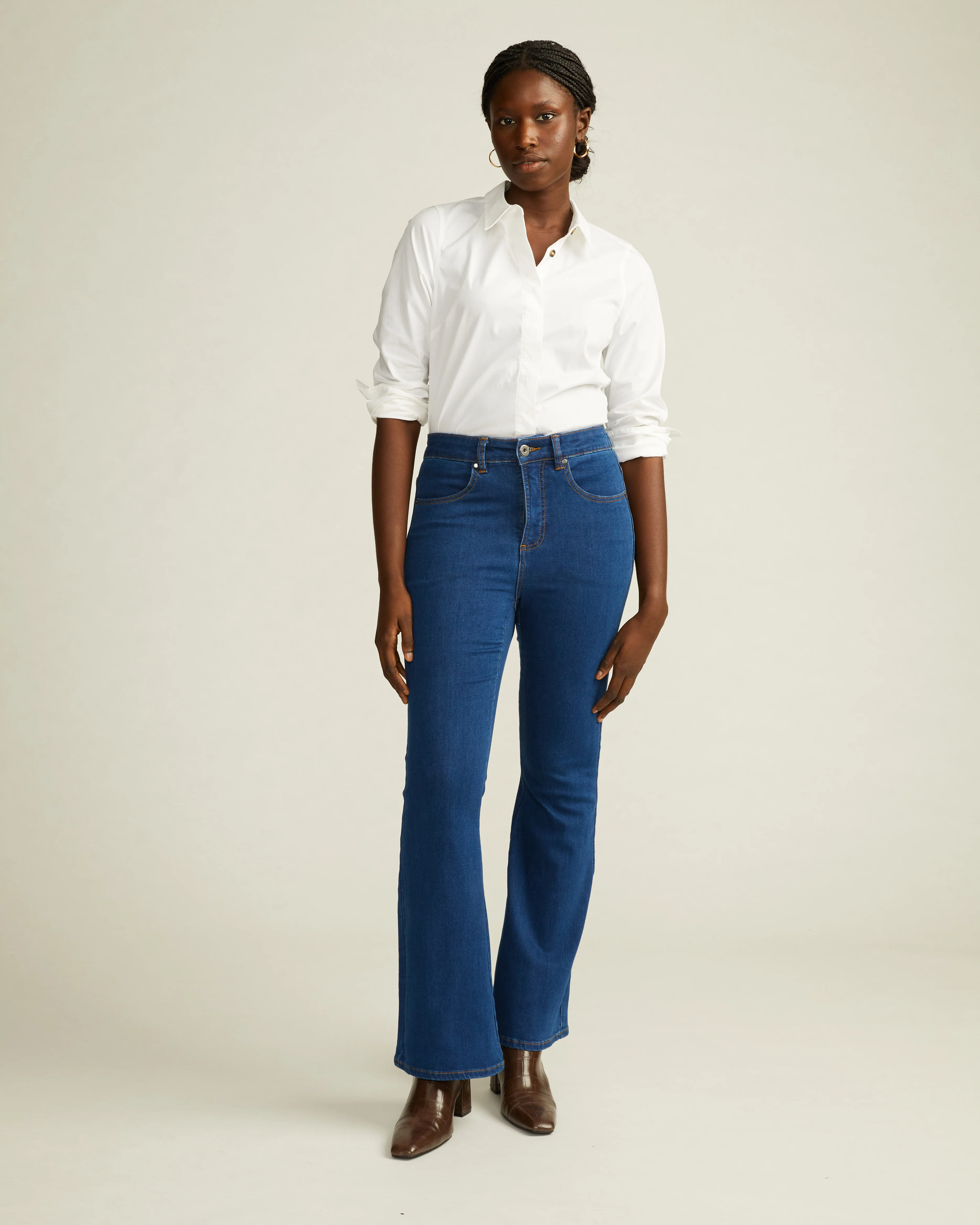 Farrah High Rise Flared Jeans - Pure Blue - Image 3
