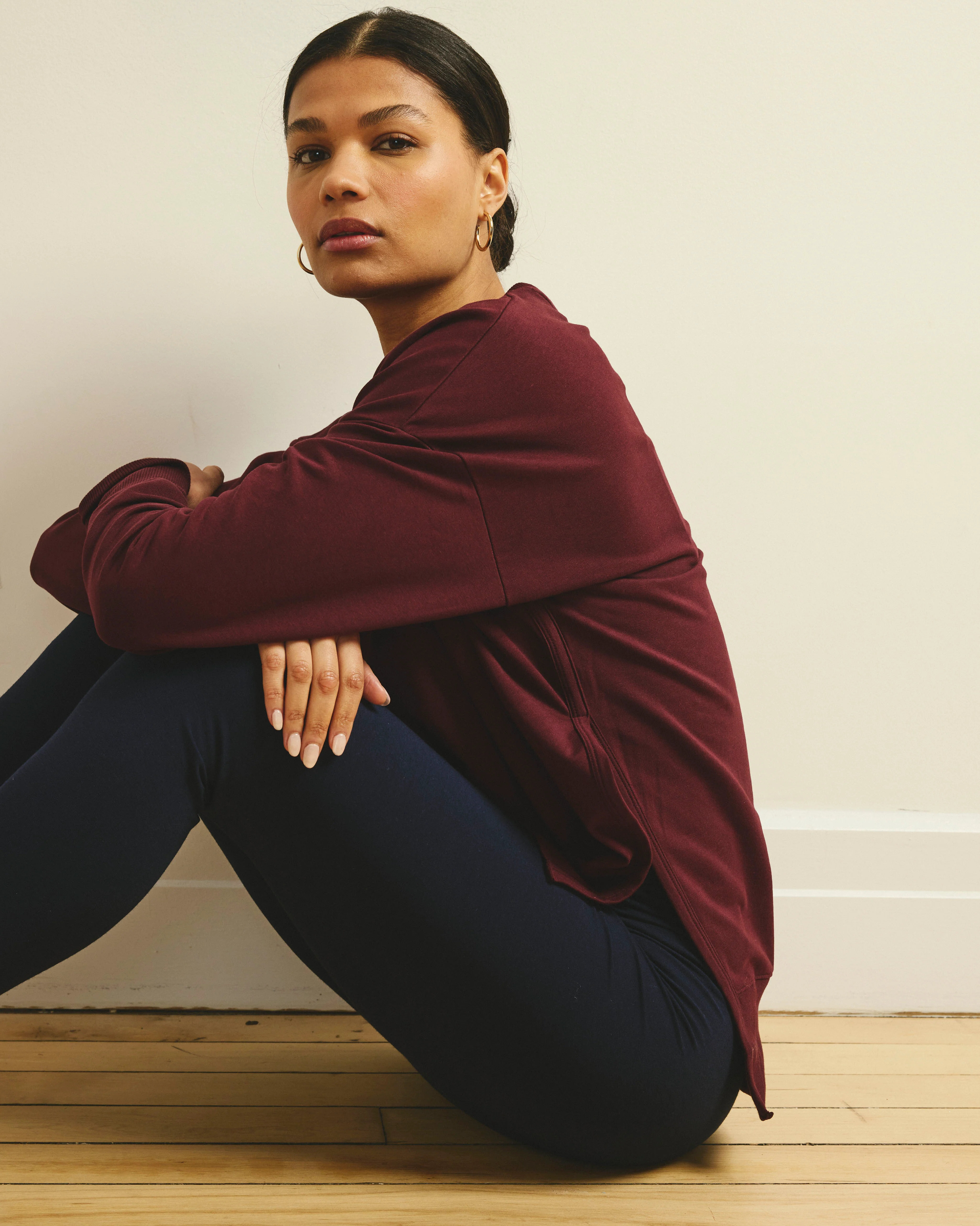 Fiona Side Slit Sweatshirt - Black Cherry - Image 2
