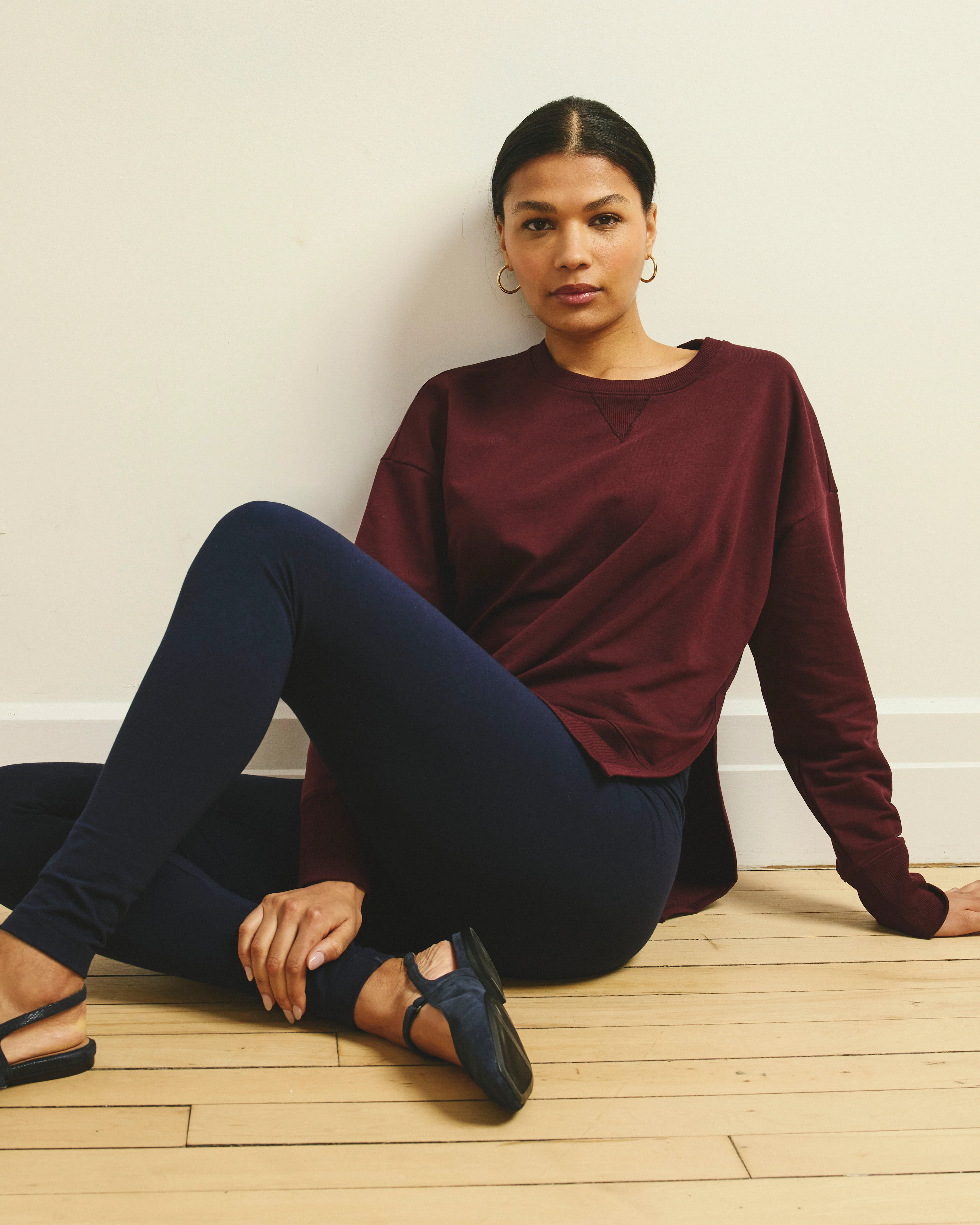 Fiona Side Slit Sweatshirt - Black Cherry - Image 3