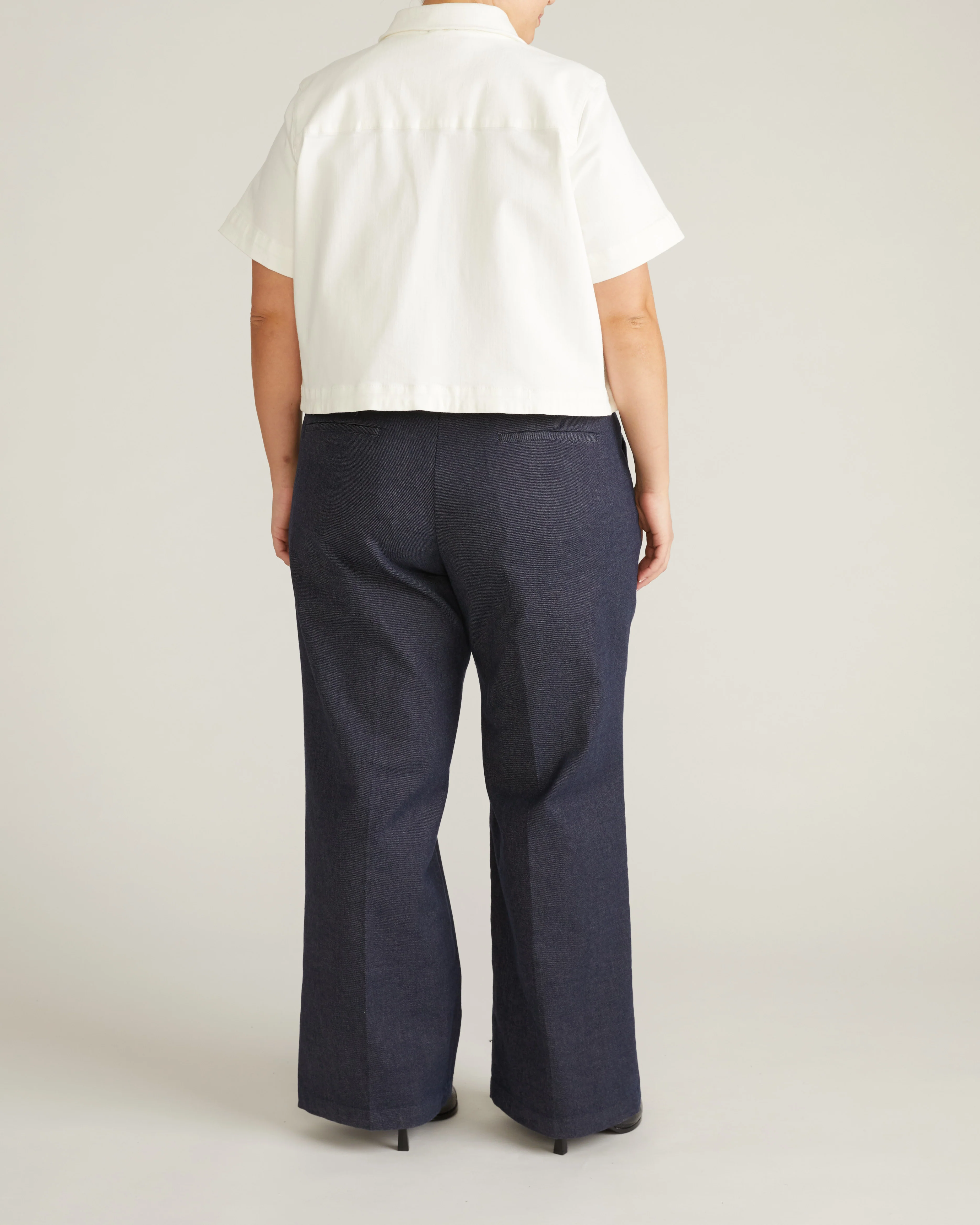 Flynn Short Sleeve Denim Shacket - White - Image 5