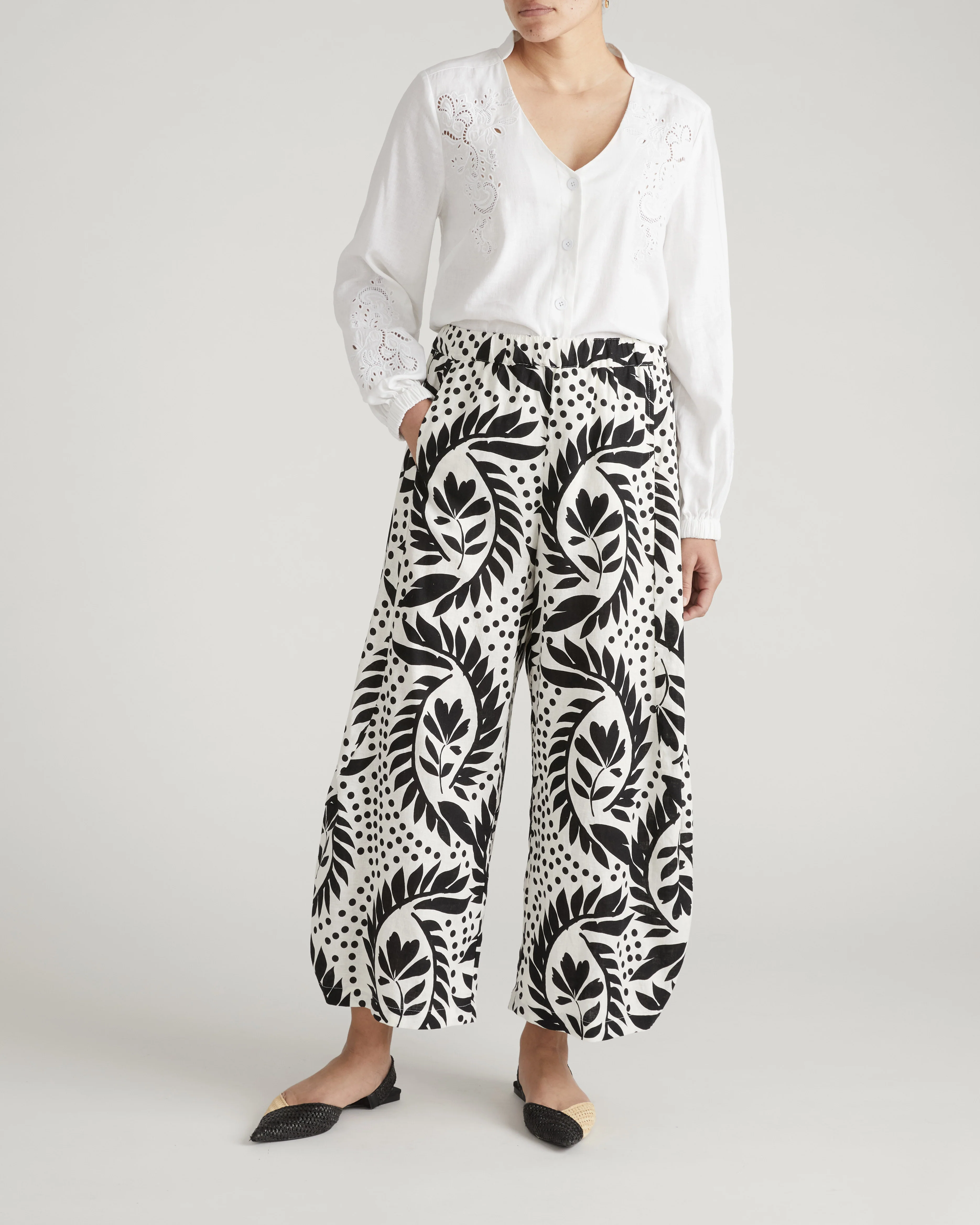 Frances Embroidered Linen Blouse - White - Image 7
