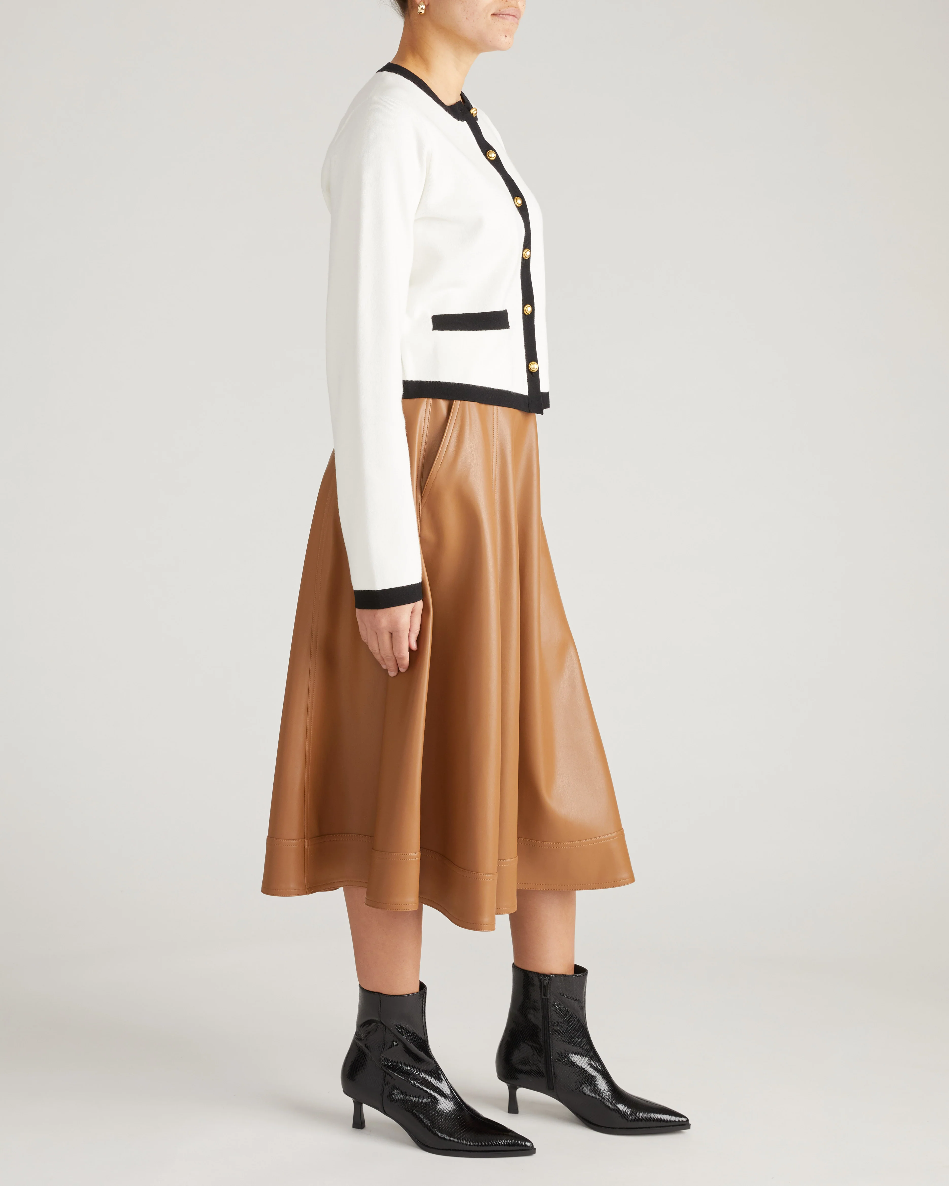 Gabrielle Button-Front Cardigan - Cream with Black Accents - Image 7
