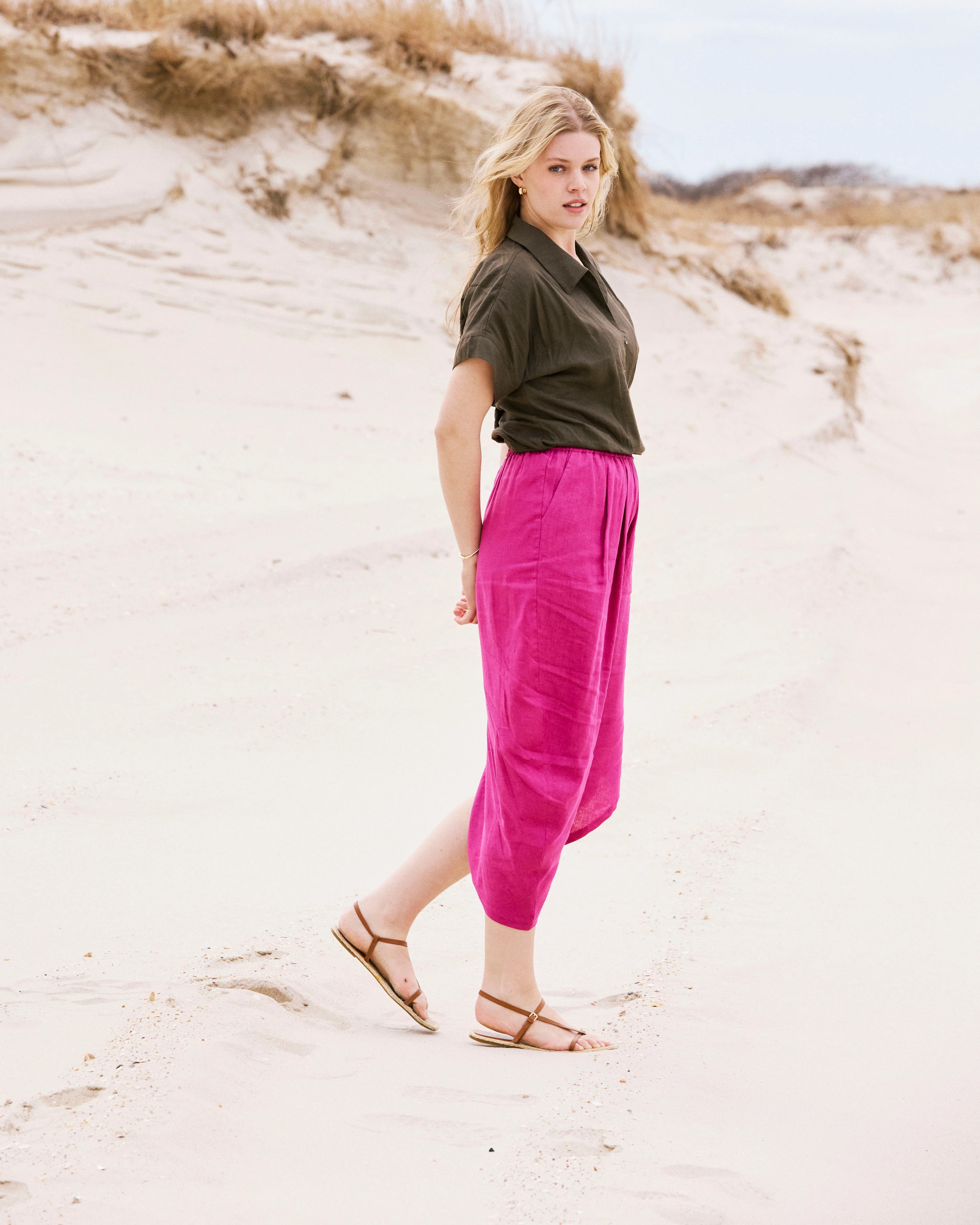 Geneva Linen Skirt - Hyper Pink - Image 5