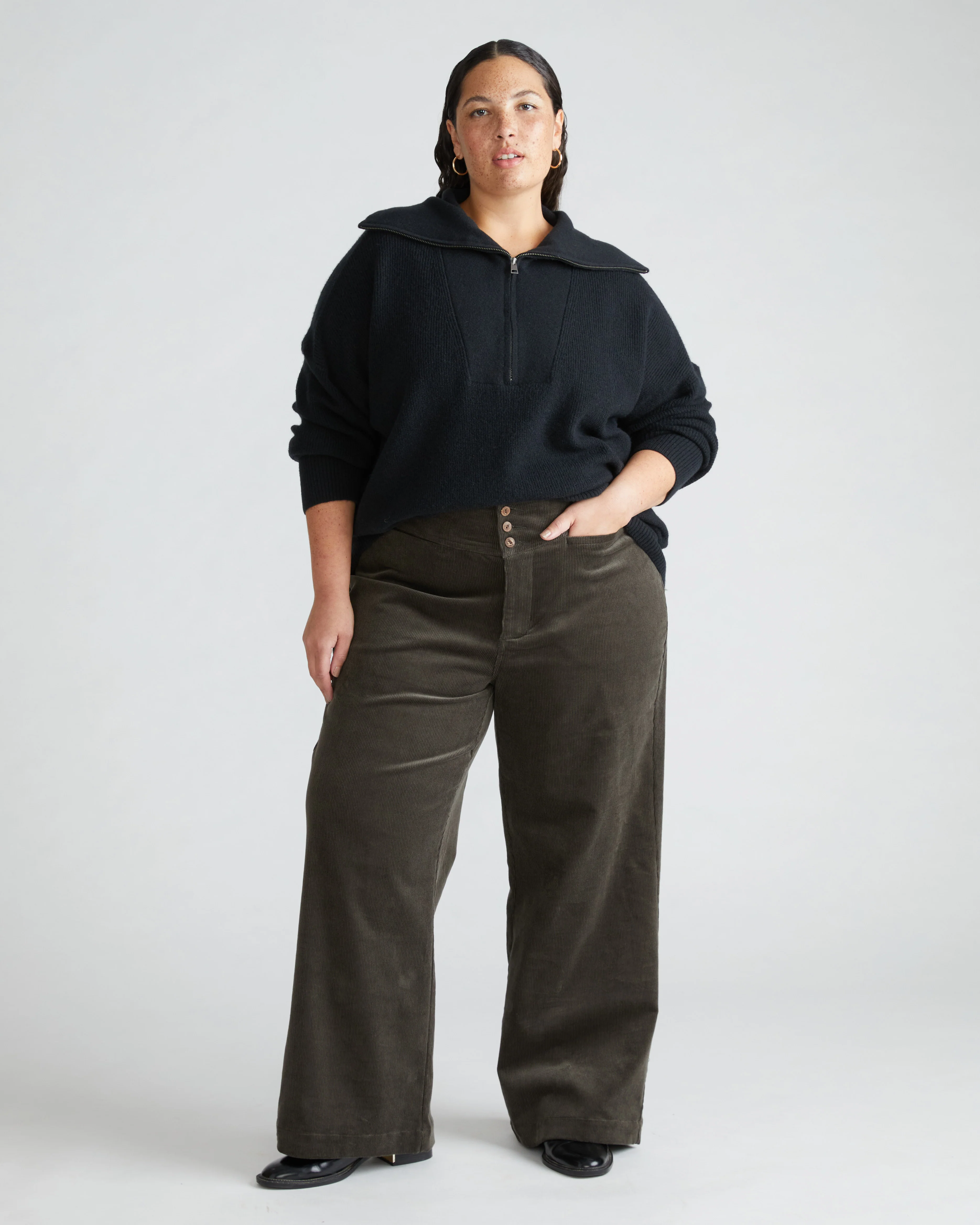 Half Zip Eco Blanket Sweater - Black - Image 2