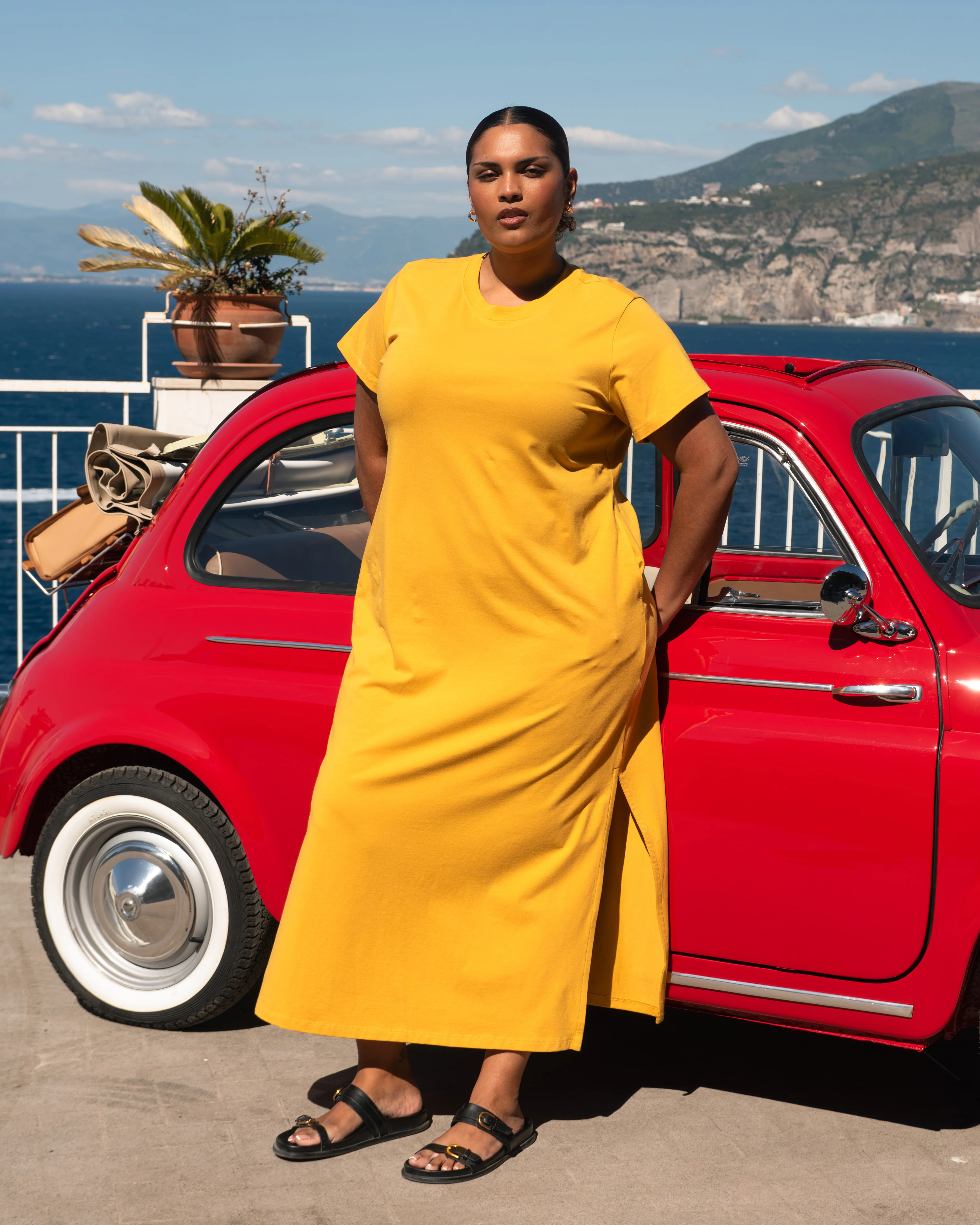 Halie Maxi T-Shirt Dress - Goldenrod - Image 2