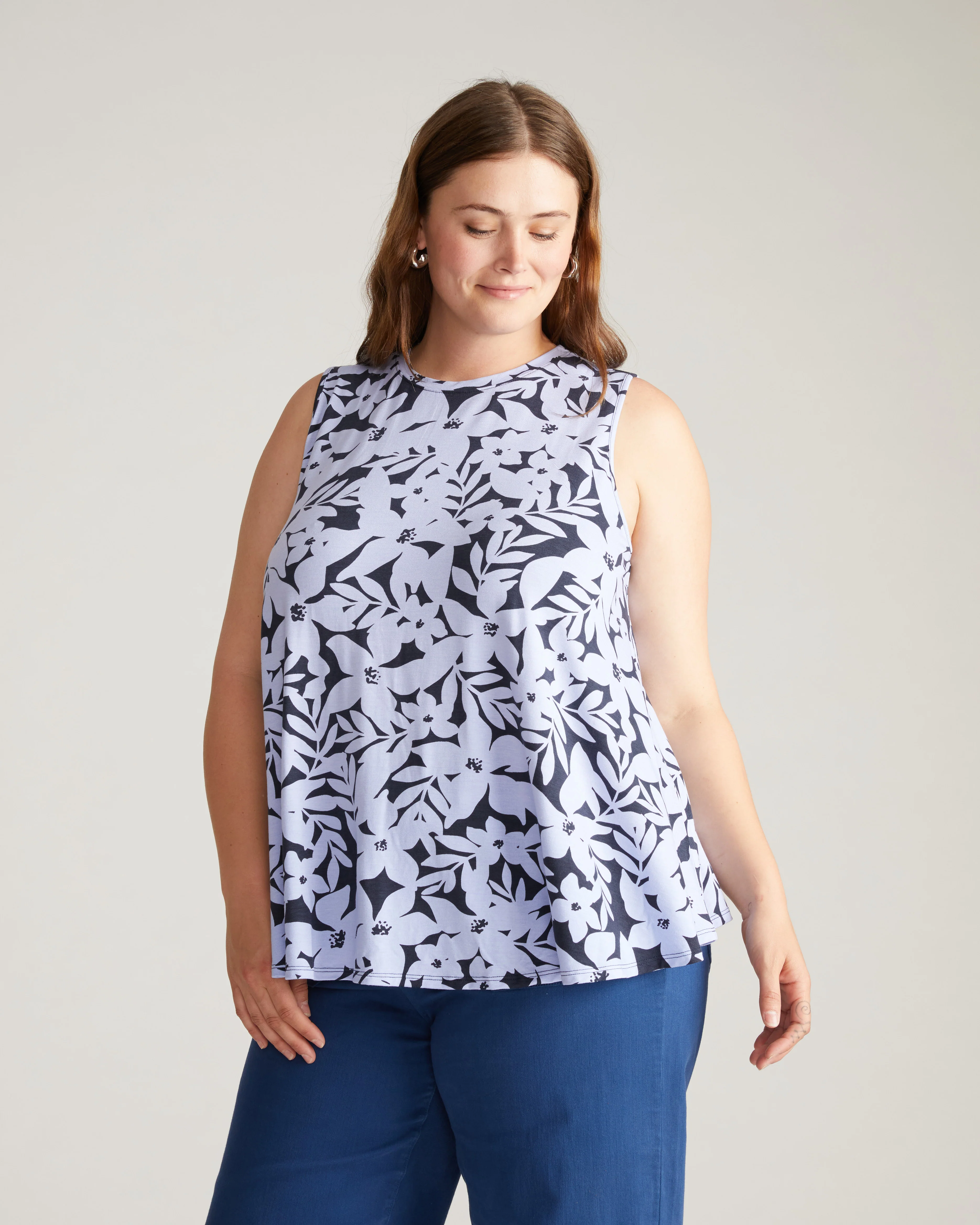 Heatwave Divine Jersey Flared Tank - Petal Palette Print in Jacaranda - Image 4