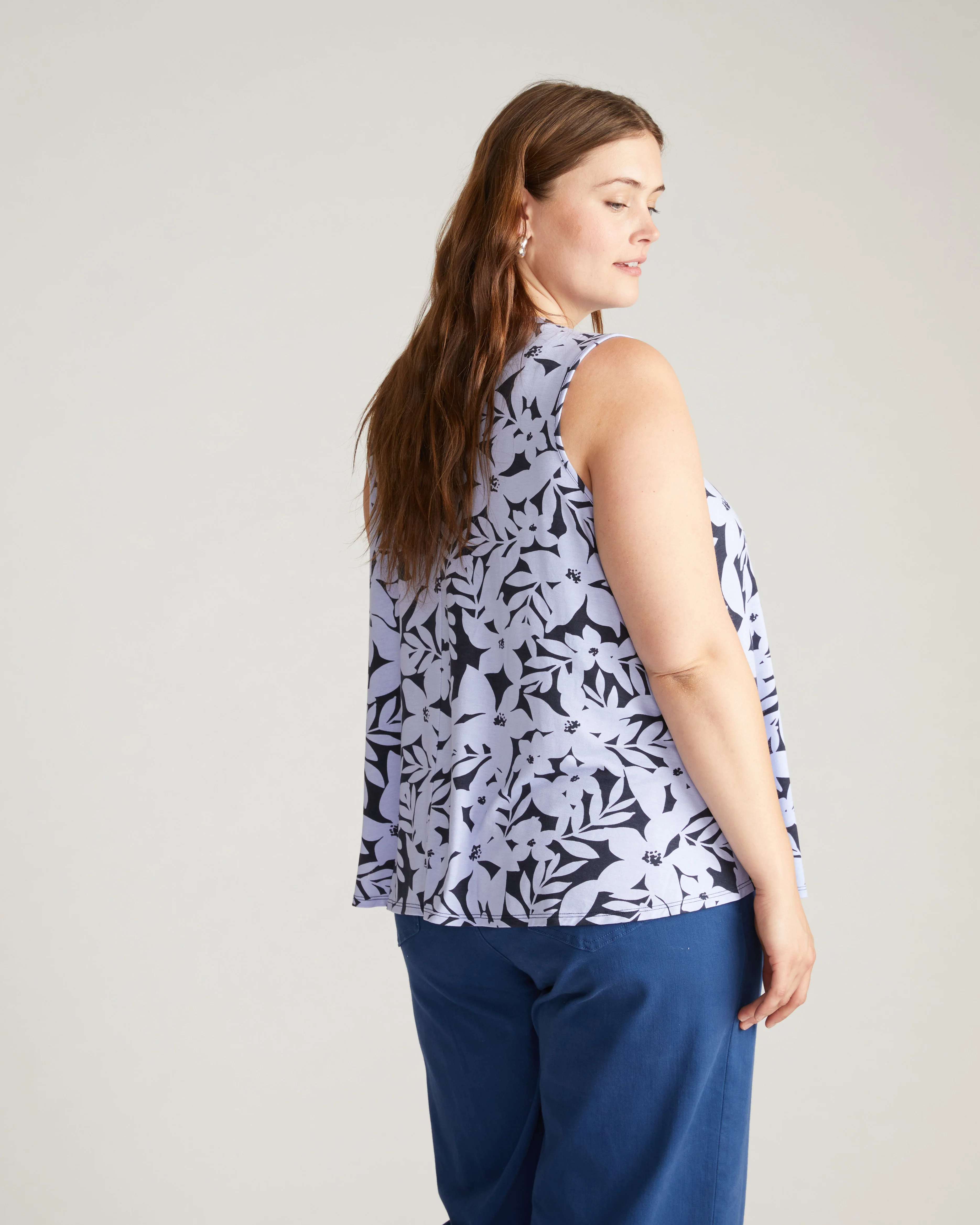 Heatwave Divine Jersey Flared Tank - Petal Palette Print in Jacaranda - Image 5