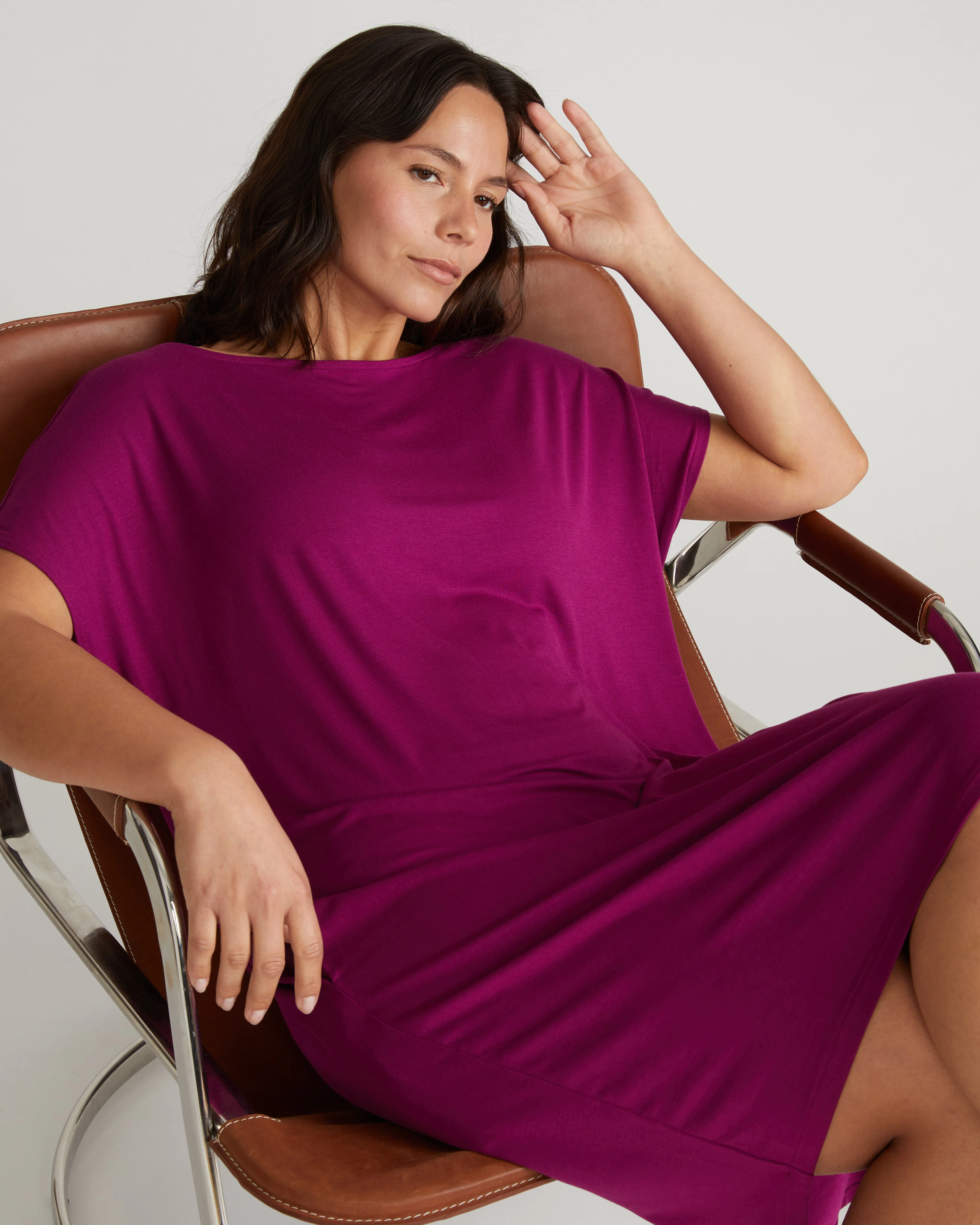 Helen Liquid Jersey Shift Dress - Rothko Purple - Image 2