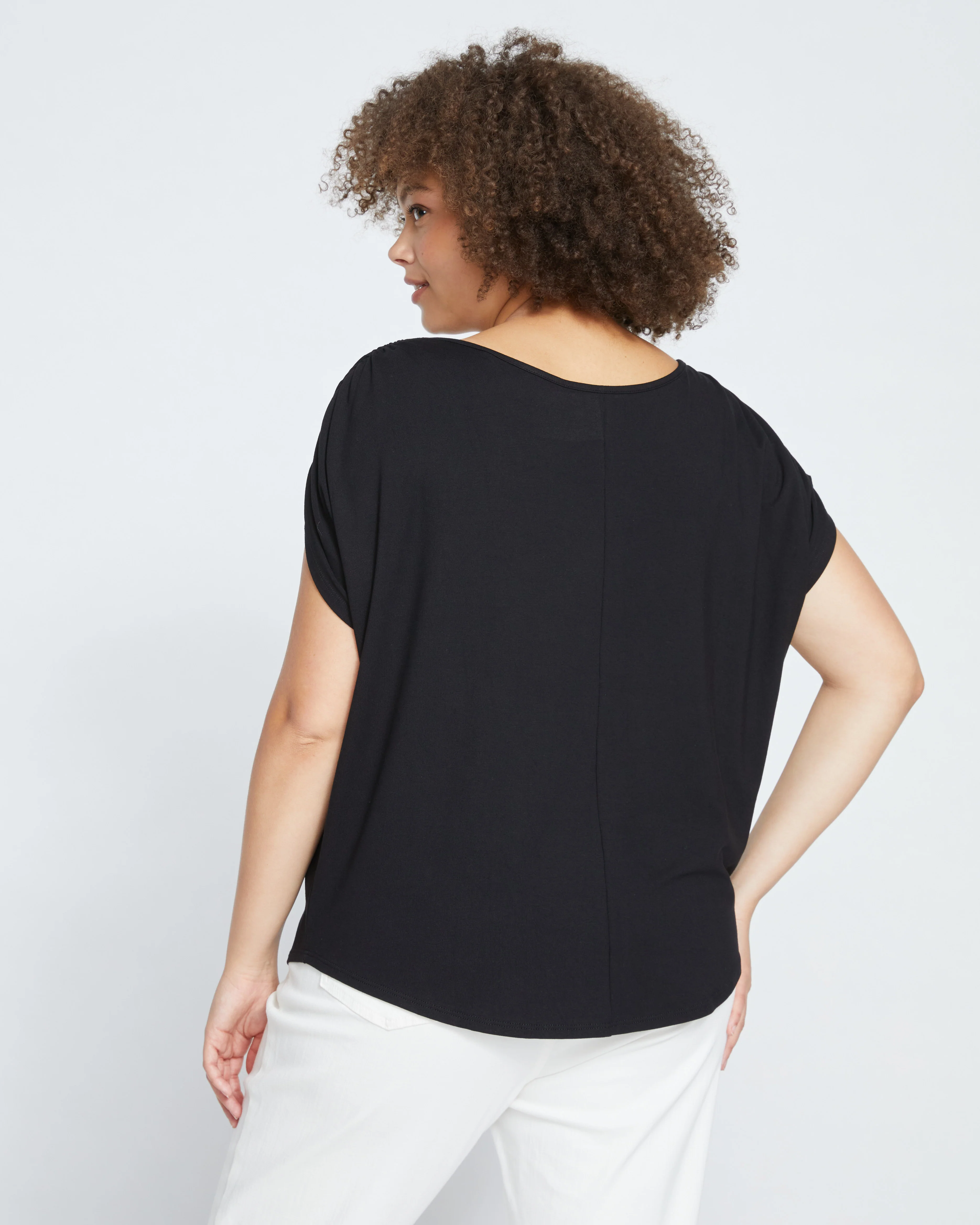 Helena Divine Jersey Gathered Tee - Black - Image 4