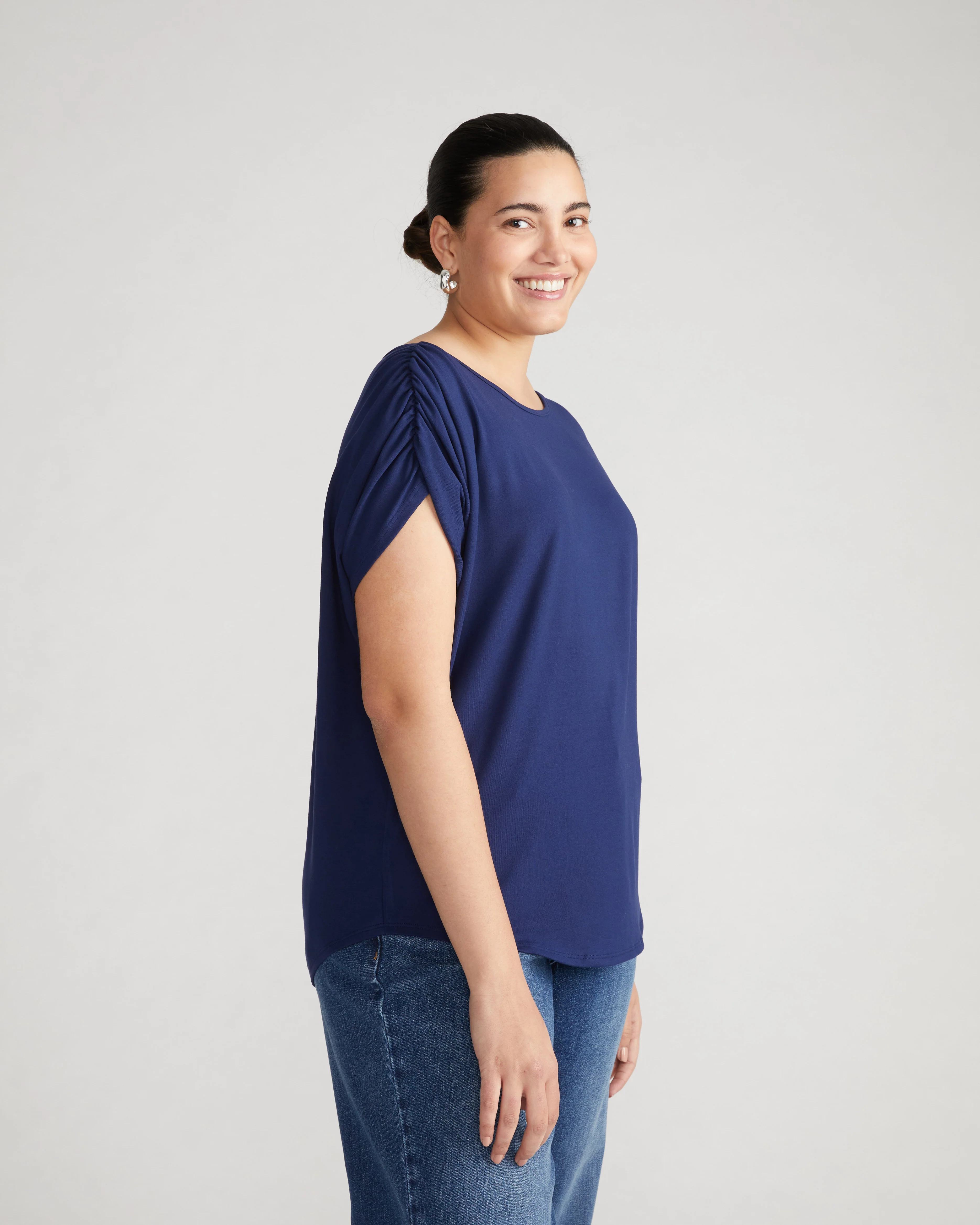Helena Divine Jersey Gathered Tee - Cenote - Image 2