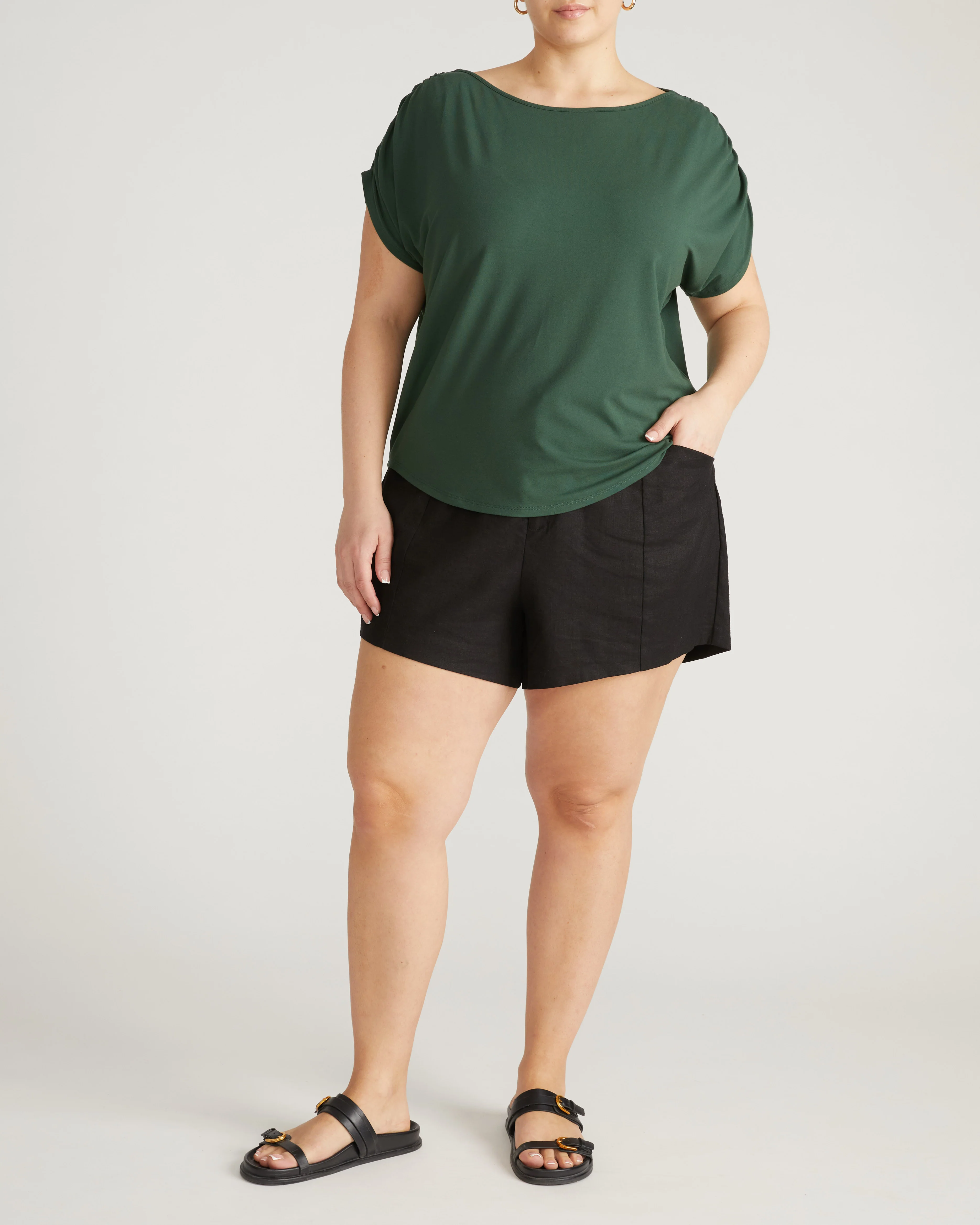 Helena Divine Jersey Gathered Tee - Conifer - Image 3