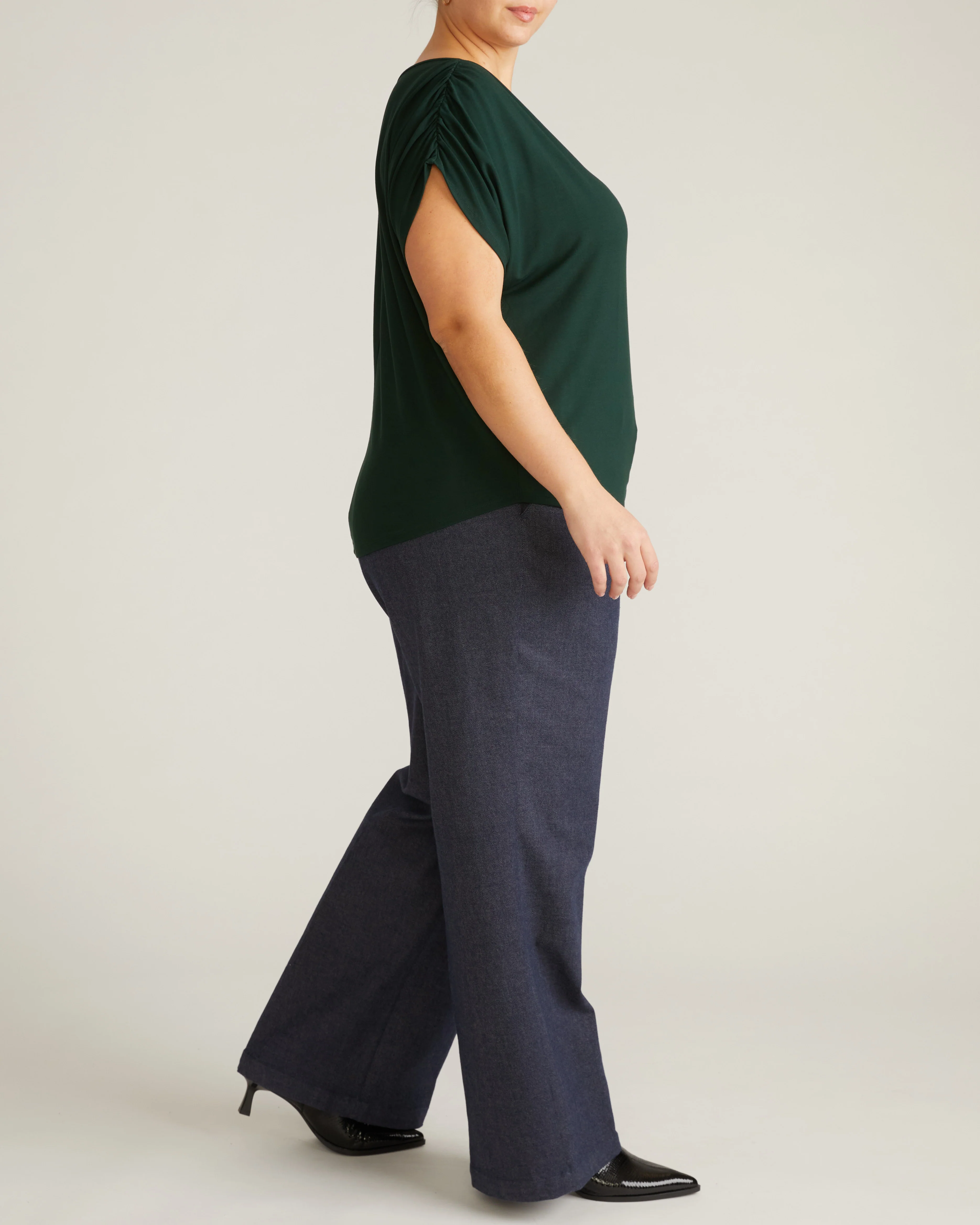 Helena Divine Jersey Gathered Tee - Forest Green - Image 7
