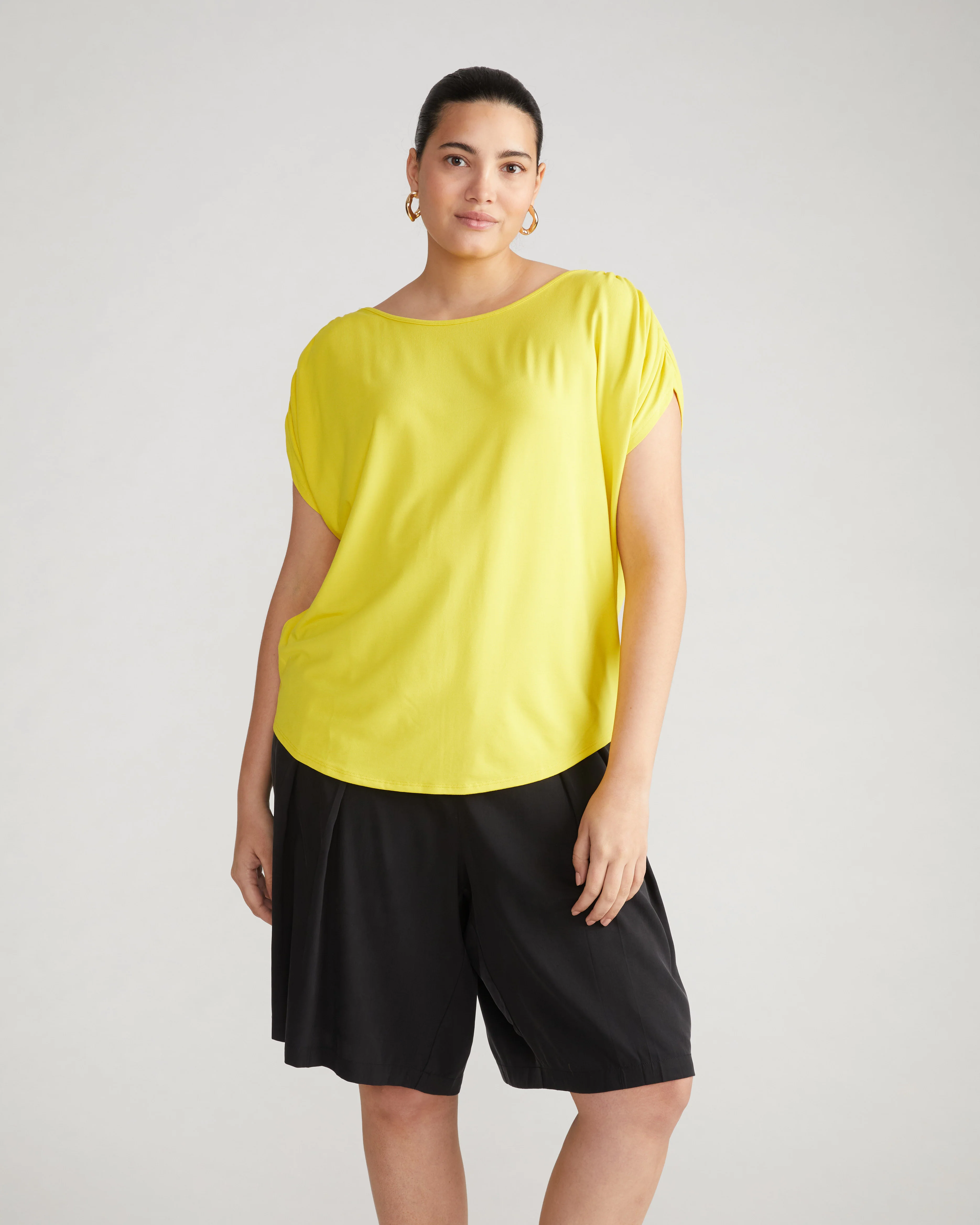 Helena Divine Jersey Gathered Tee - Yellow - Image 3