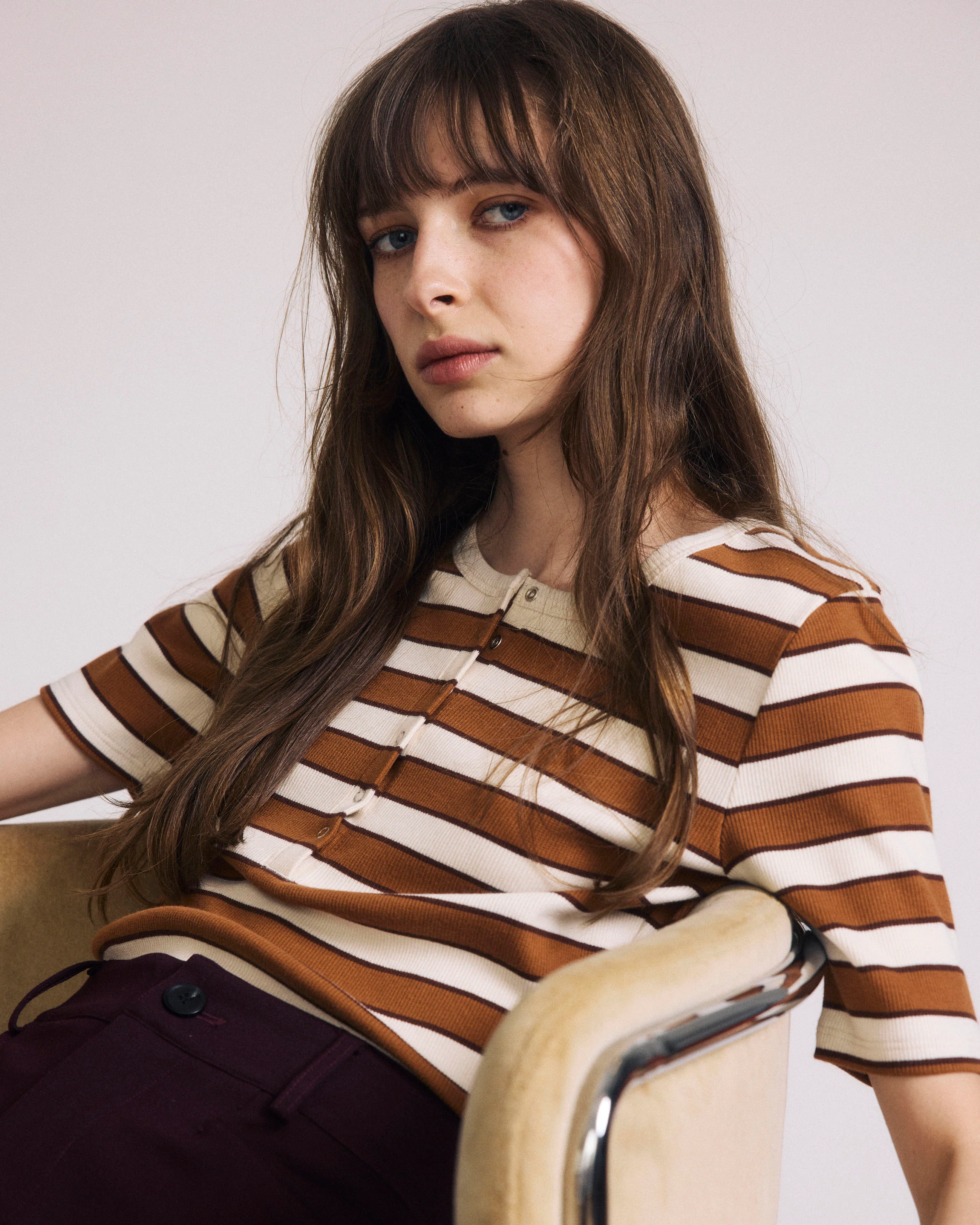 Henley Short Sleeve Ribbed Tee - Baker Street Stripe - Image 4