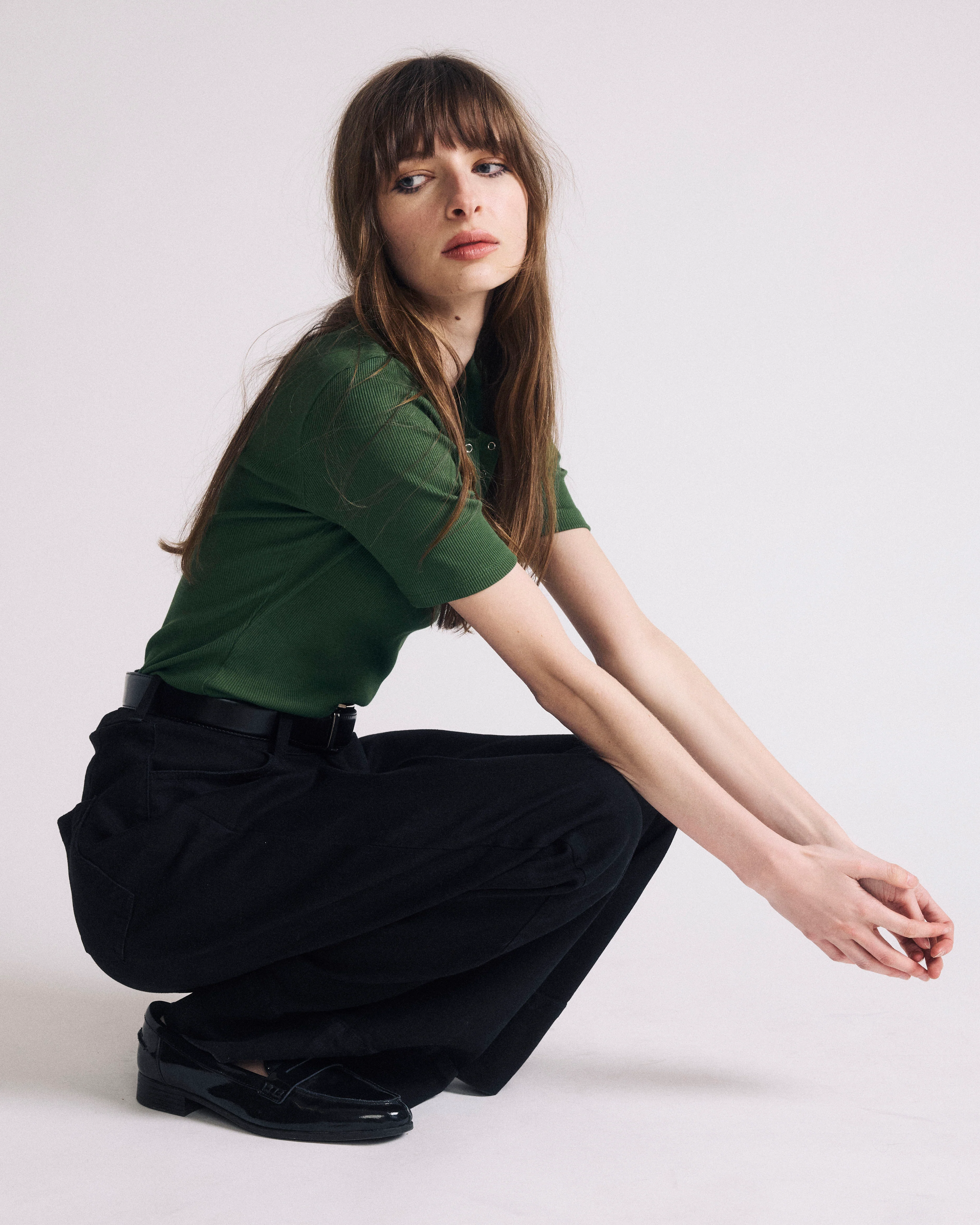 Henley Short Sleeve Ribbed Tee - Green Park - Image 2