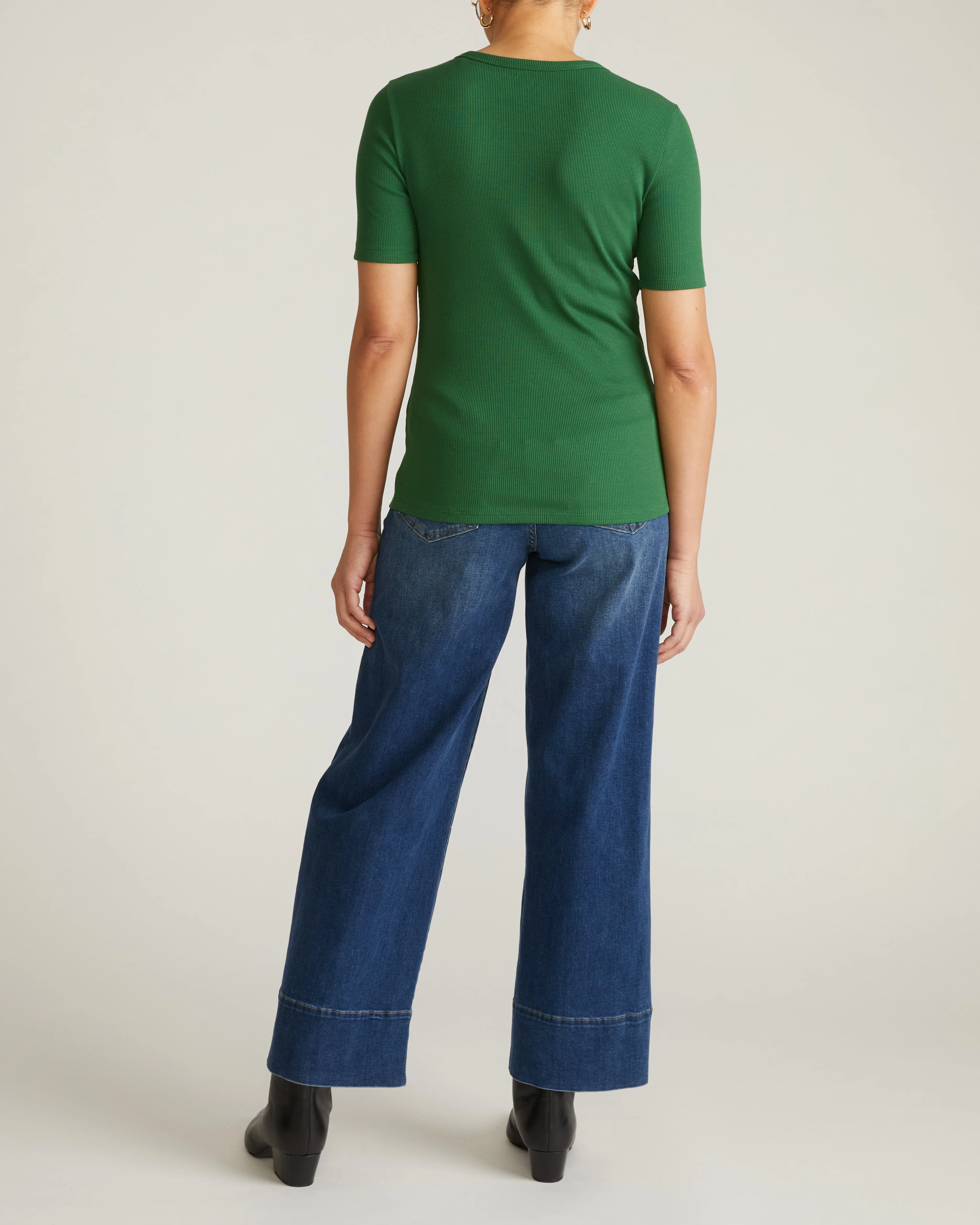 Henley Short Sleeve Ribbed Tee - Green Park - Image 5