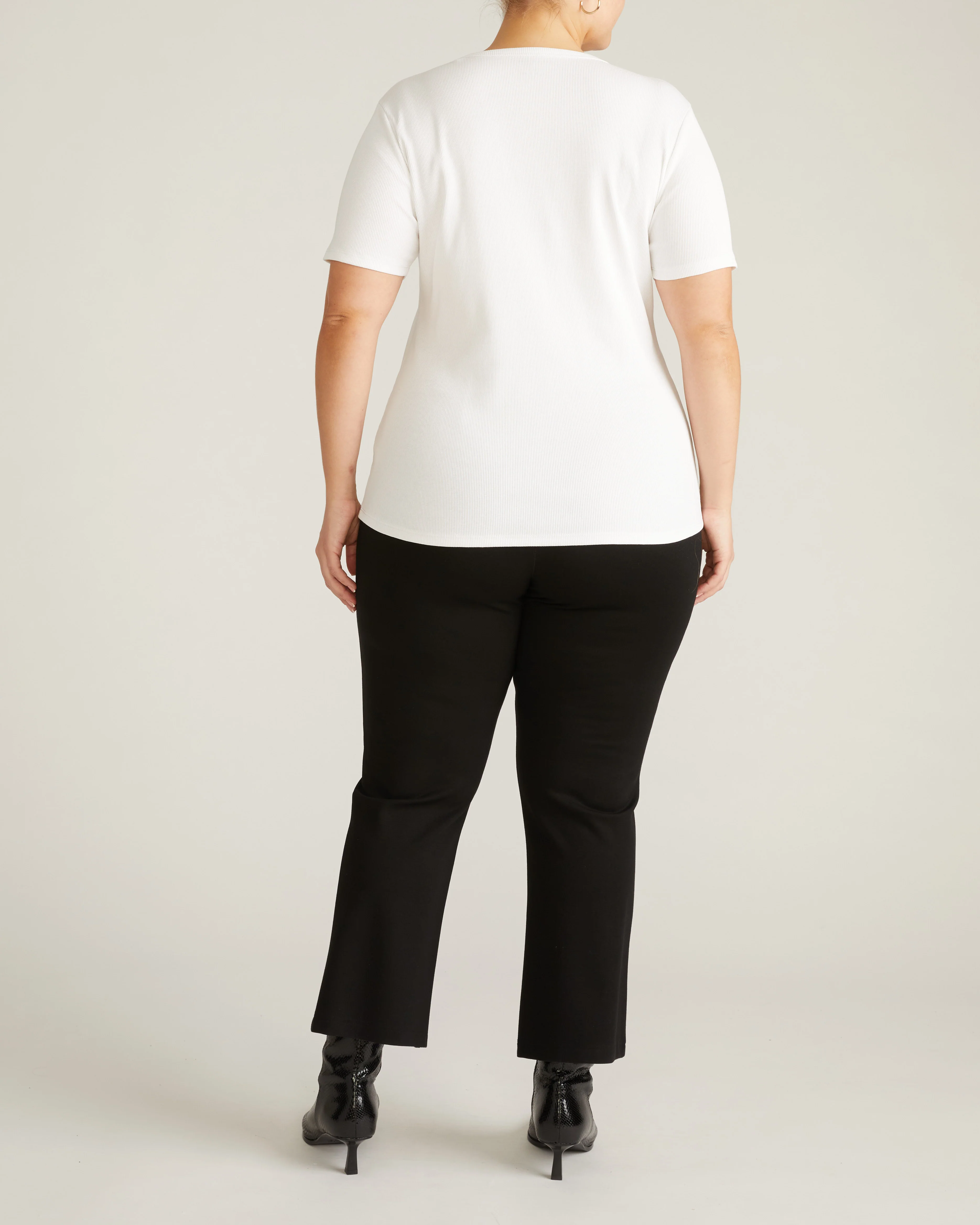 Henley Short Sleeve Ribbed Tee - White - Image 6