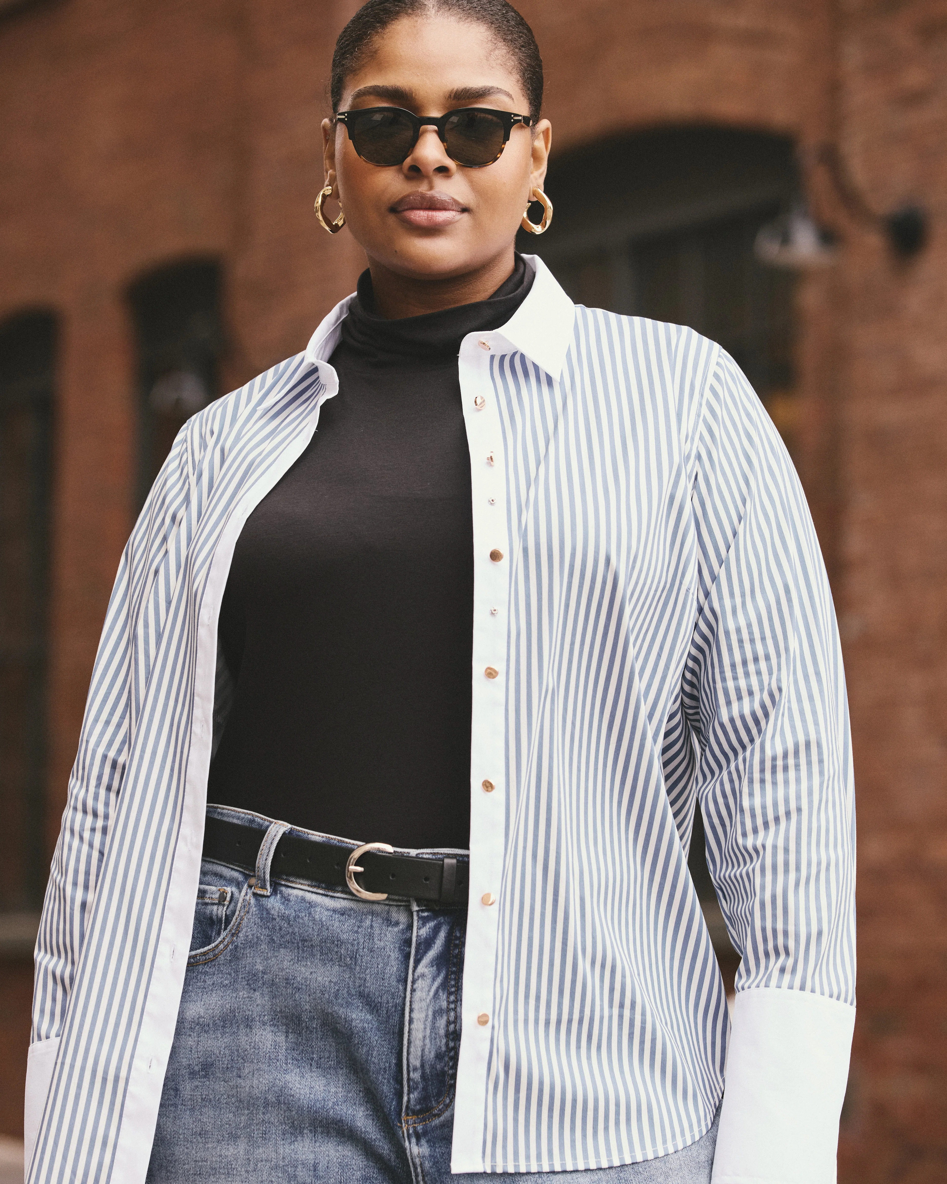 Henning x US Madison Shirt - Blue Stripe with Contrast White - Image 2