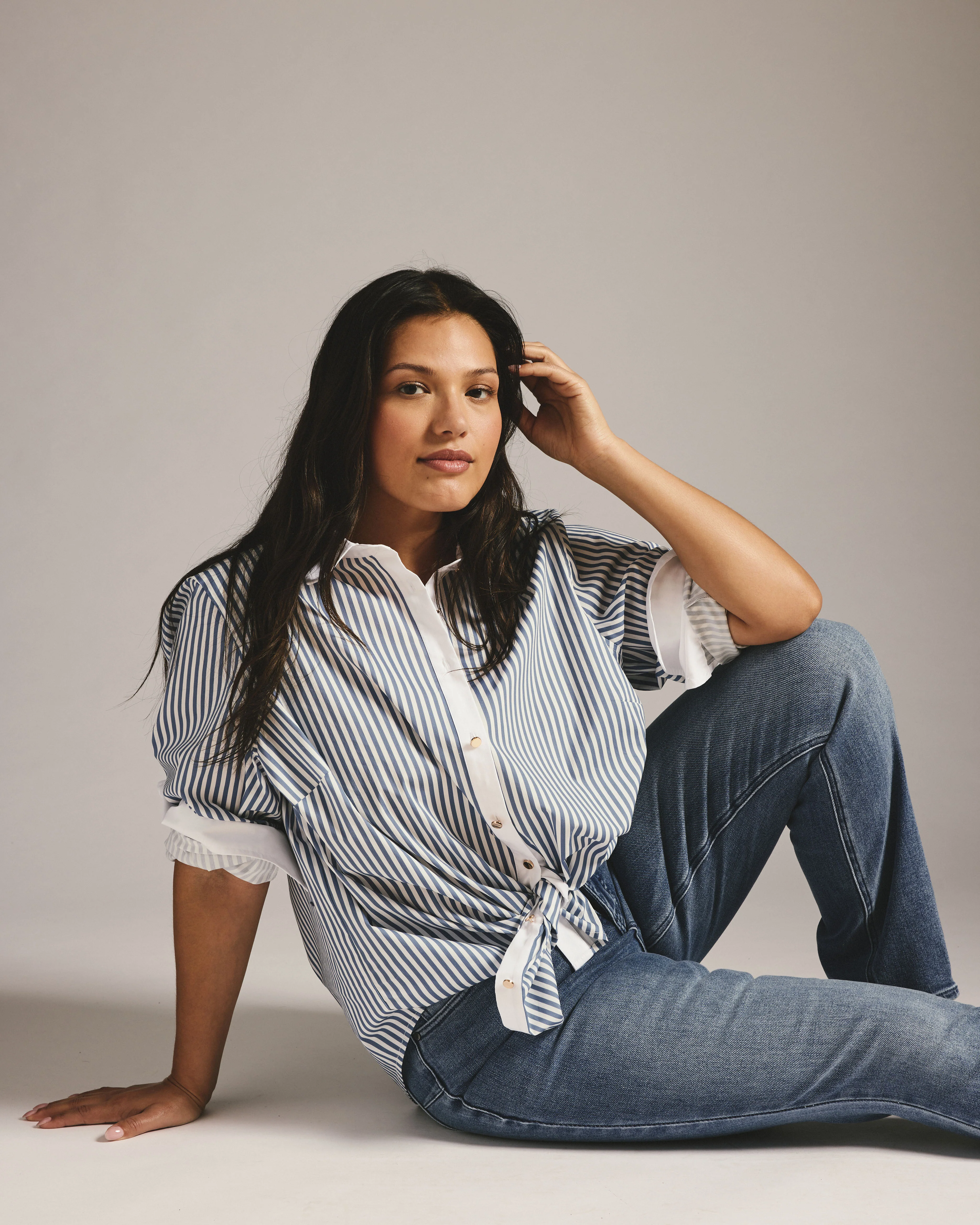 Henning x US Madison Shirt - Blue Stripe with Contrast White - Image 3