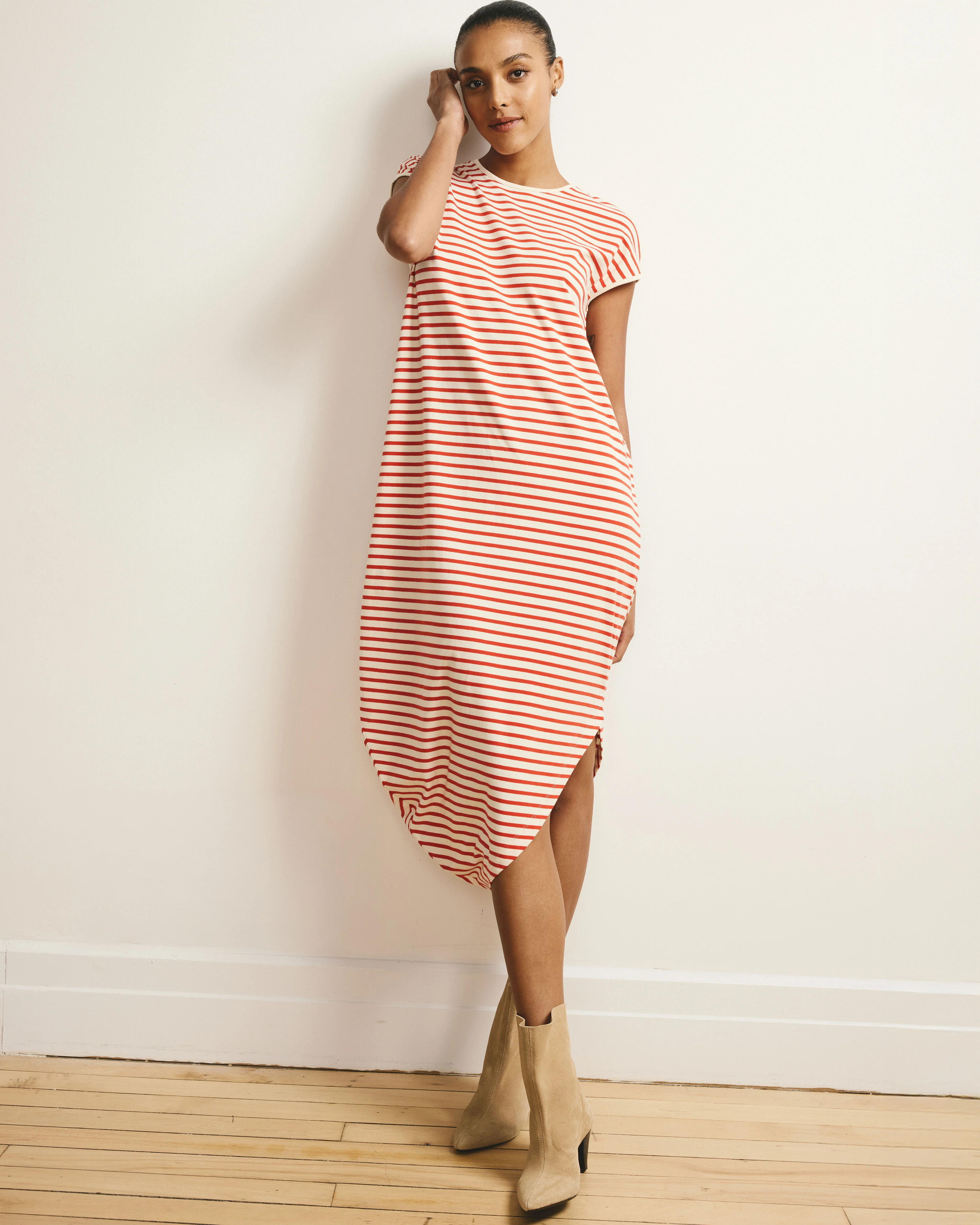 Iconic Geneva Dress - Ecru/Poppy Stripe - Image 3