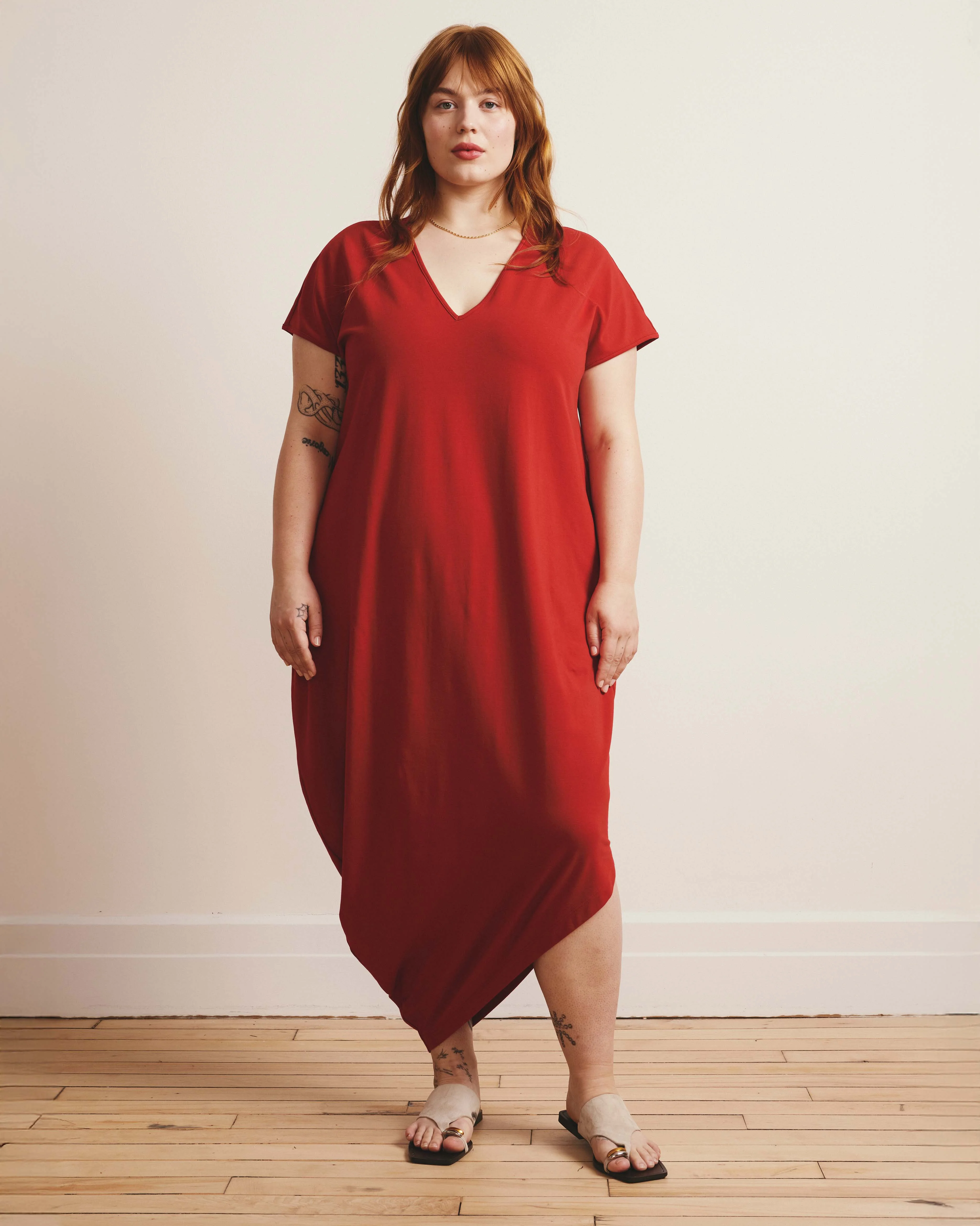 Iconic Geneva V-Neck Dress - Ruby Red - Image 2