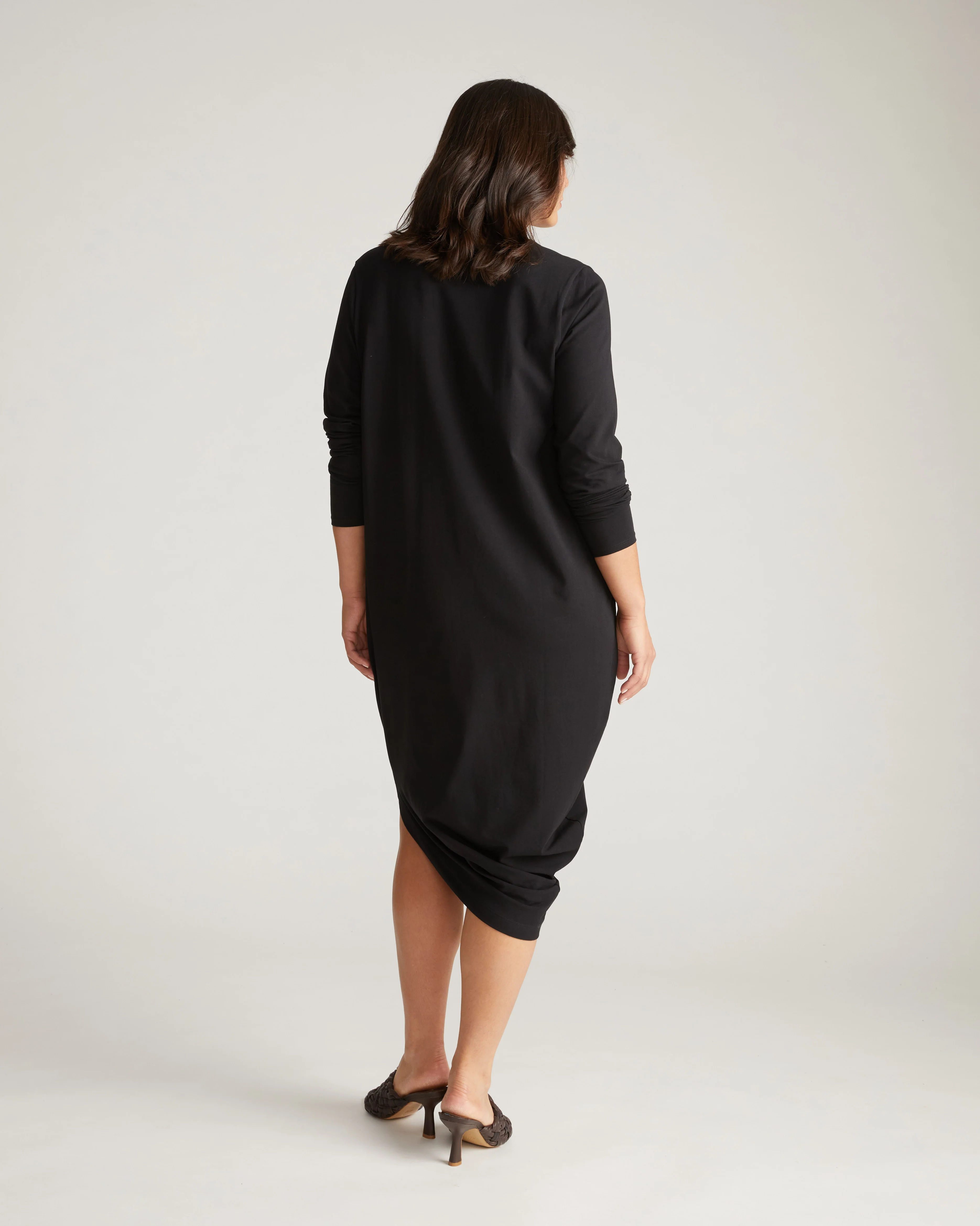 Iconic Long Sleeve V-Neck Geneva Dress - Black - Image 3
