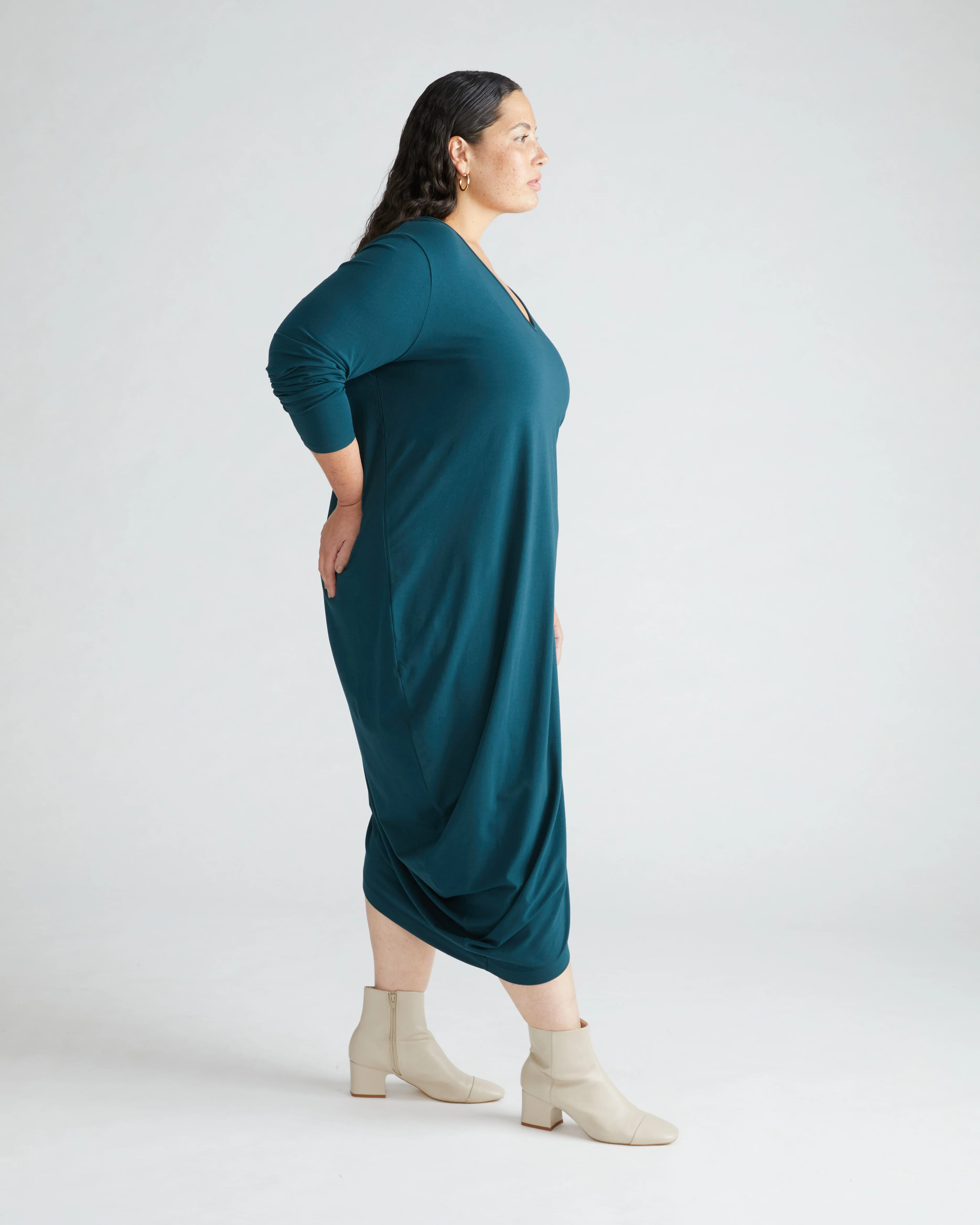 Iconic Long Sleeve V-Neck Geneva Dress - Deep Sea - Image 3