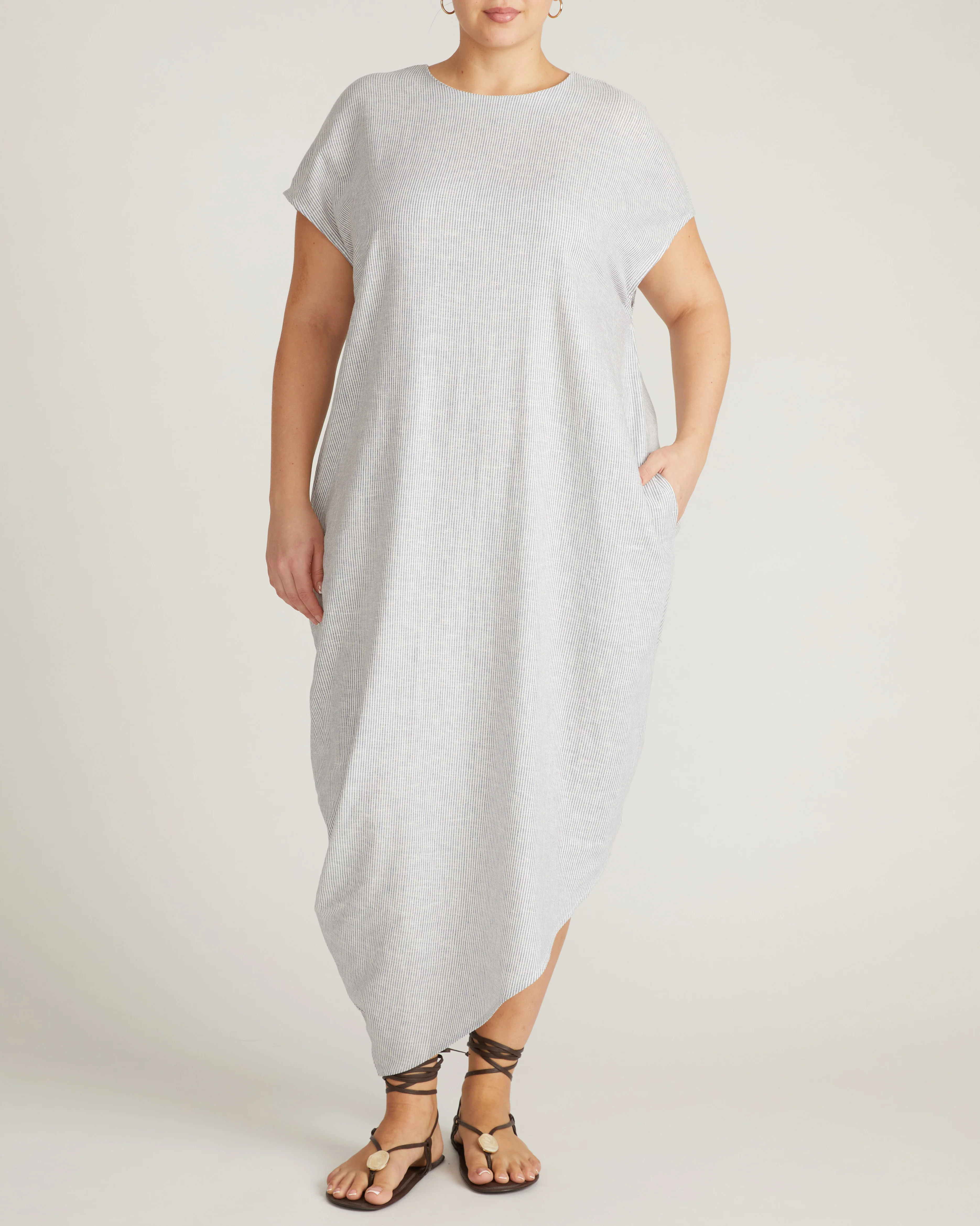 Iconic Stretch Linen Geneva Dress - Beach Stripe - Image 6