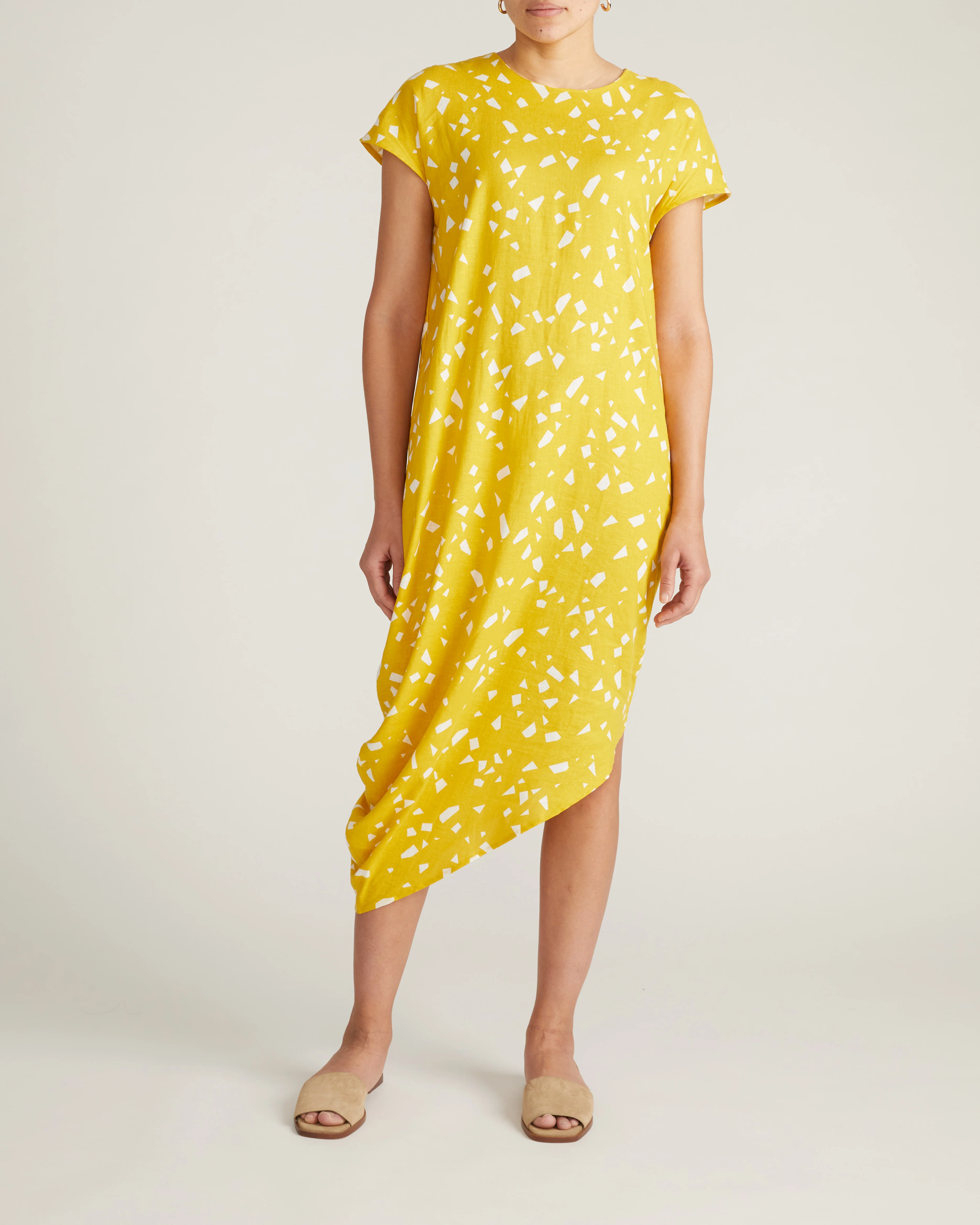 Iconic Stretch Linen Geneva Dress - Yellow Confetti Print - Image 2