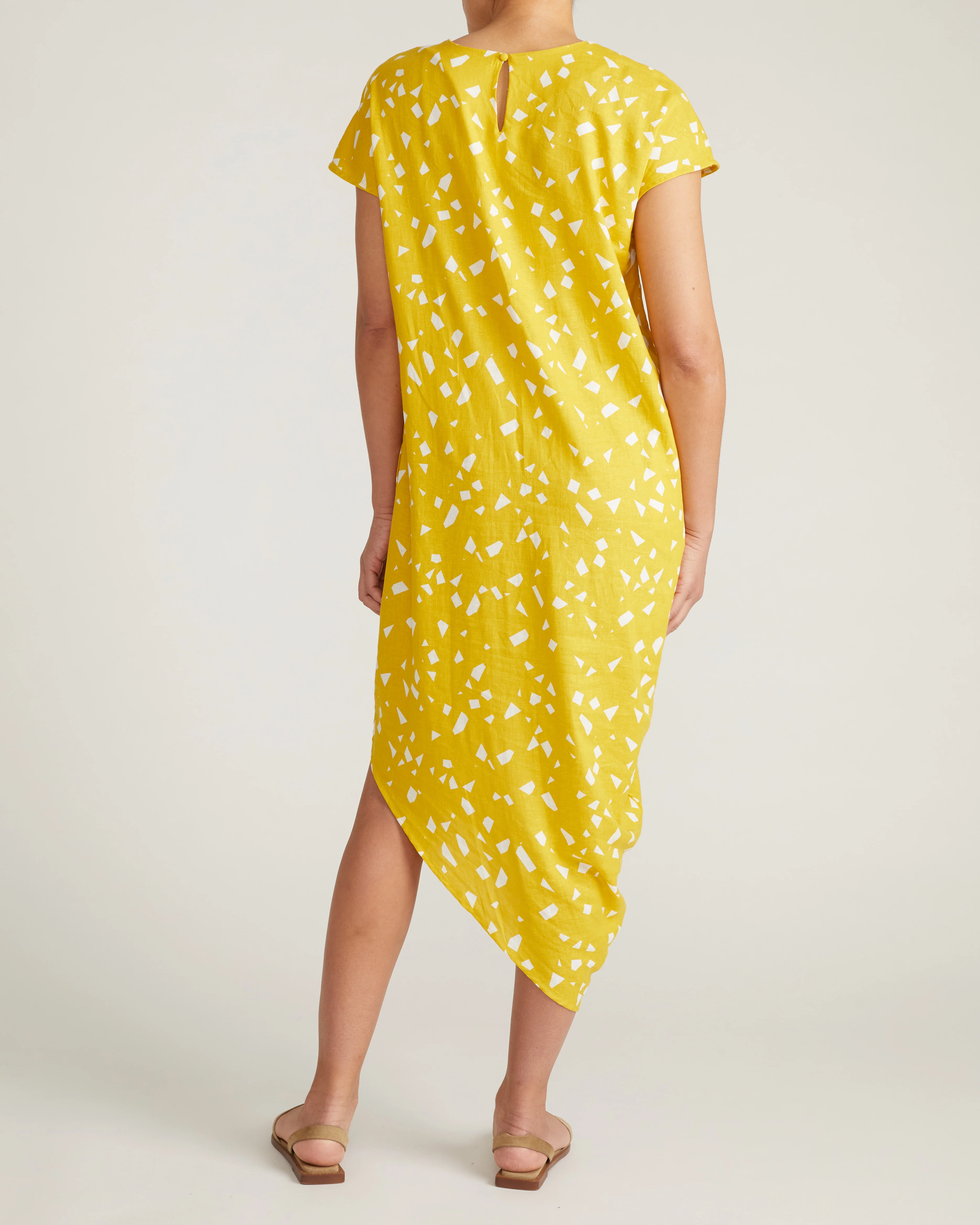 Iconic Stretch Linen Geneva Dress - Yellow Confetti Print - Image 5