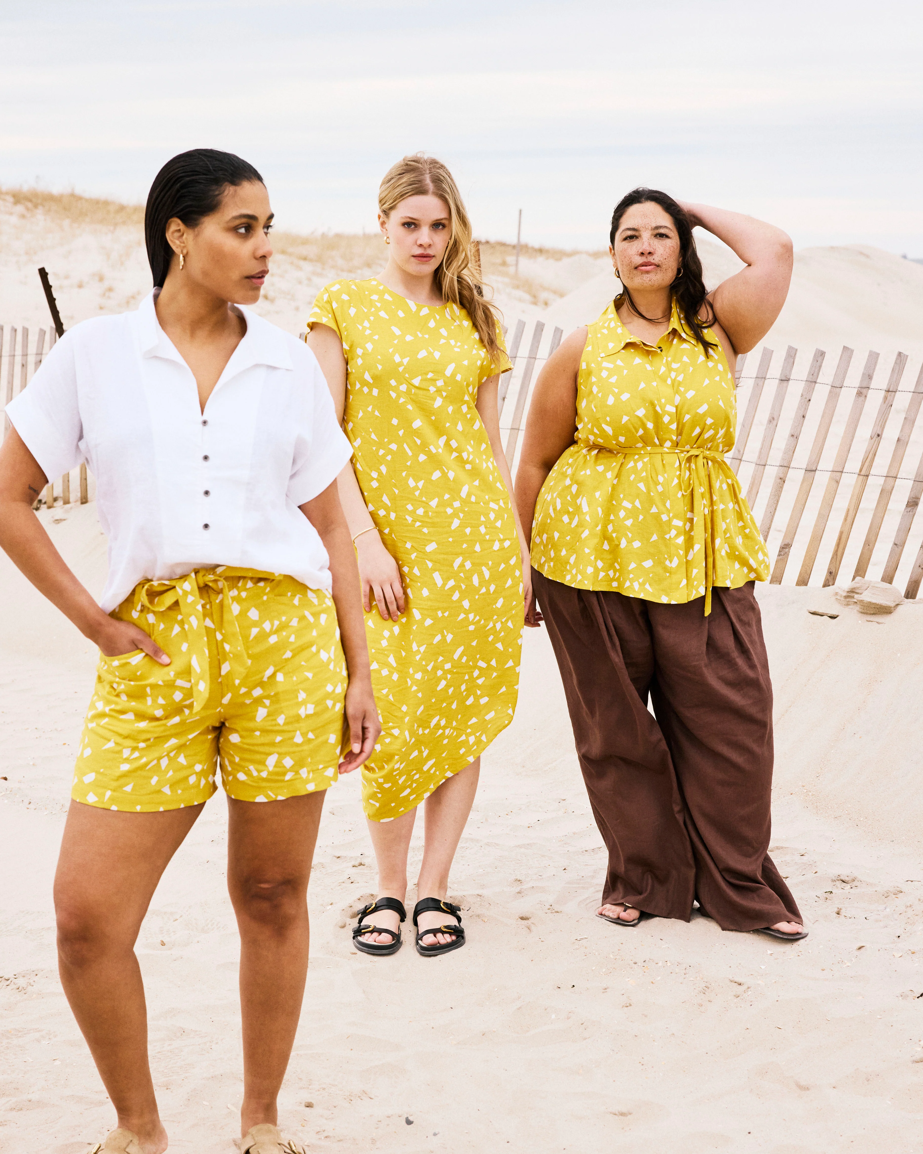 Iconic Stretch Linen Geneva Dress - Yellow Confetti Print - Image 7