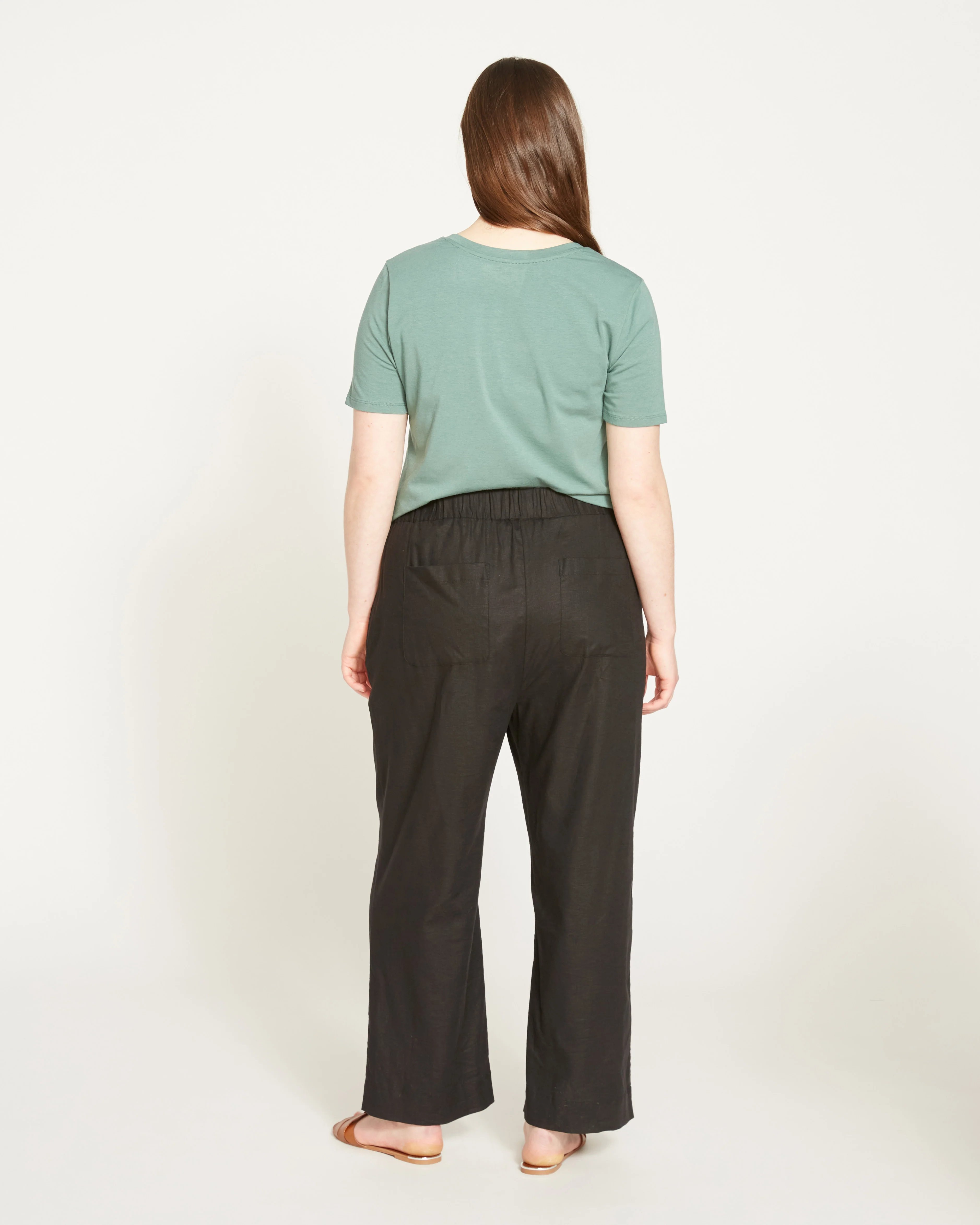 Iris Linen Easy Pull-On Pants - Black - Image 11