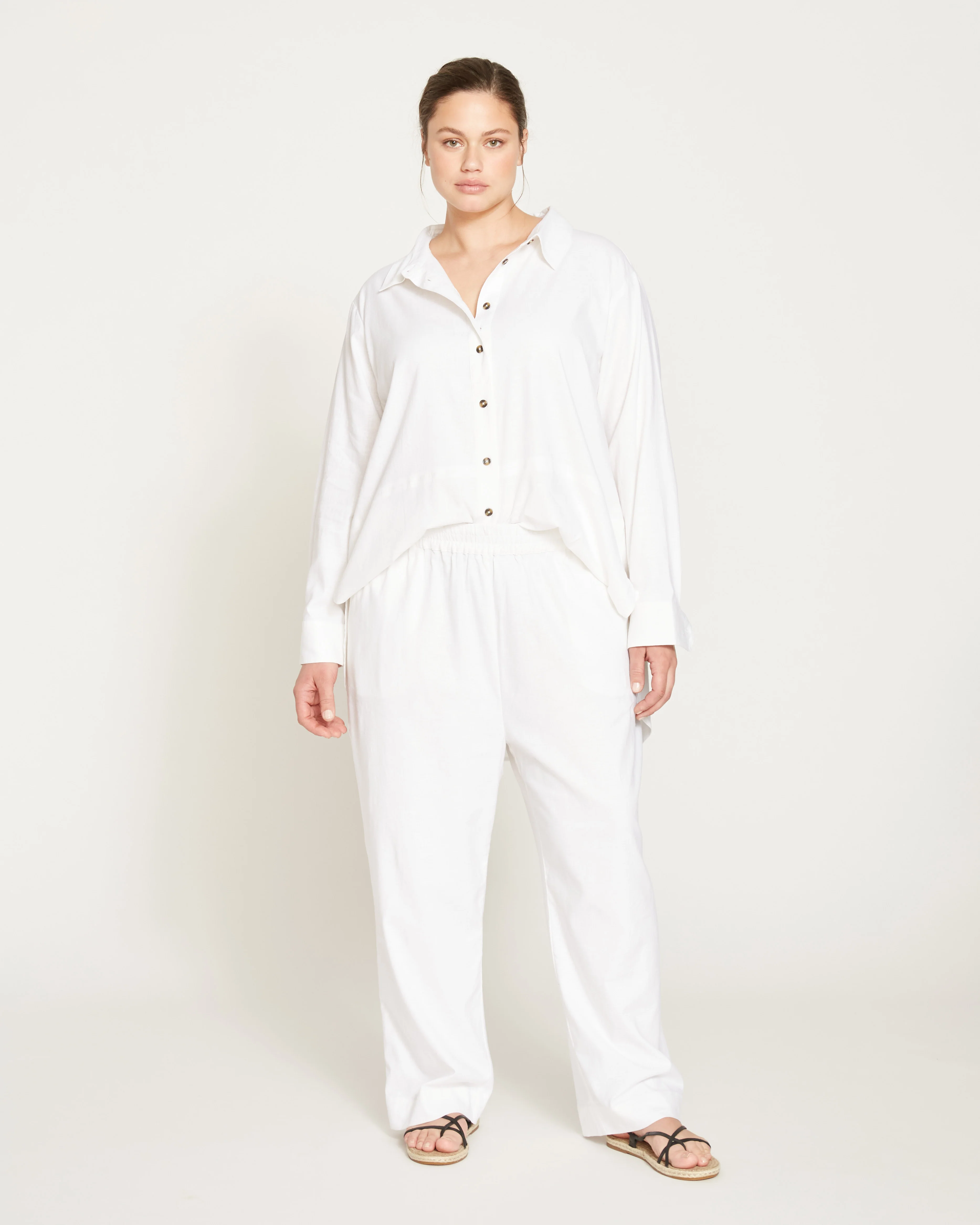 Iris Linen Easy Pull-On Pants - White - Image 2