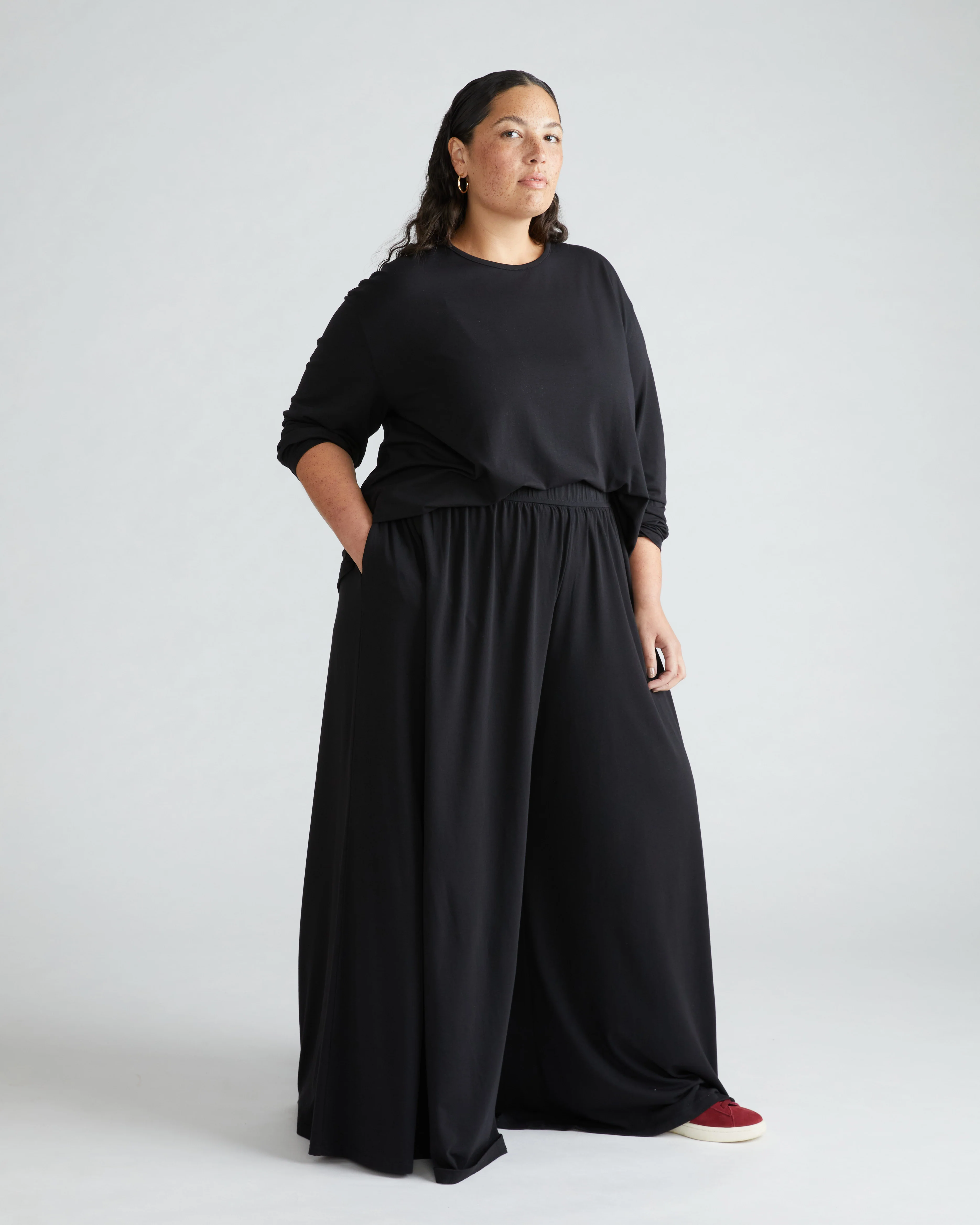 Isadora Wide Leg Lounge Pants - Black - Image 2
