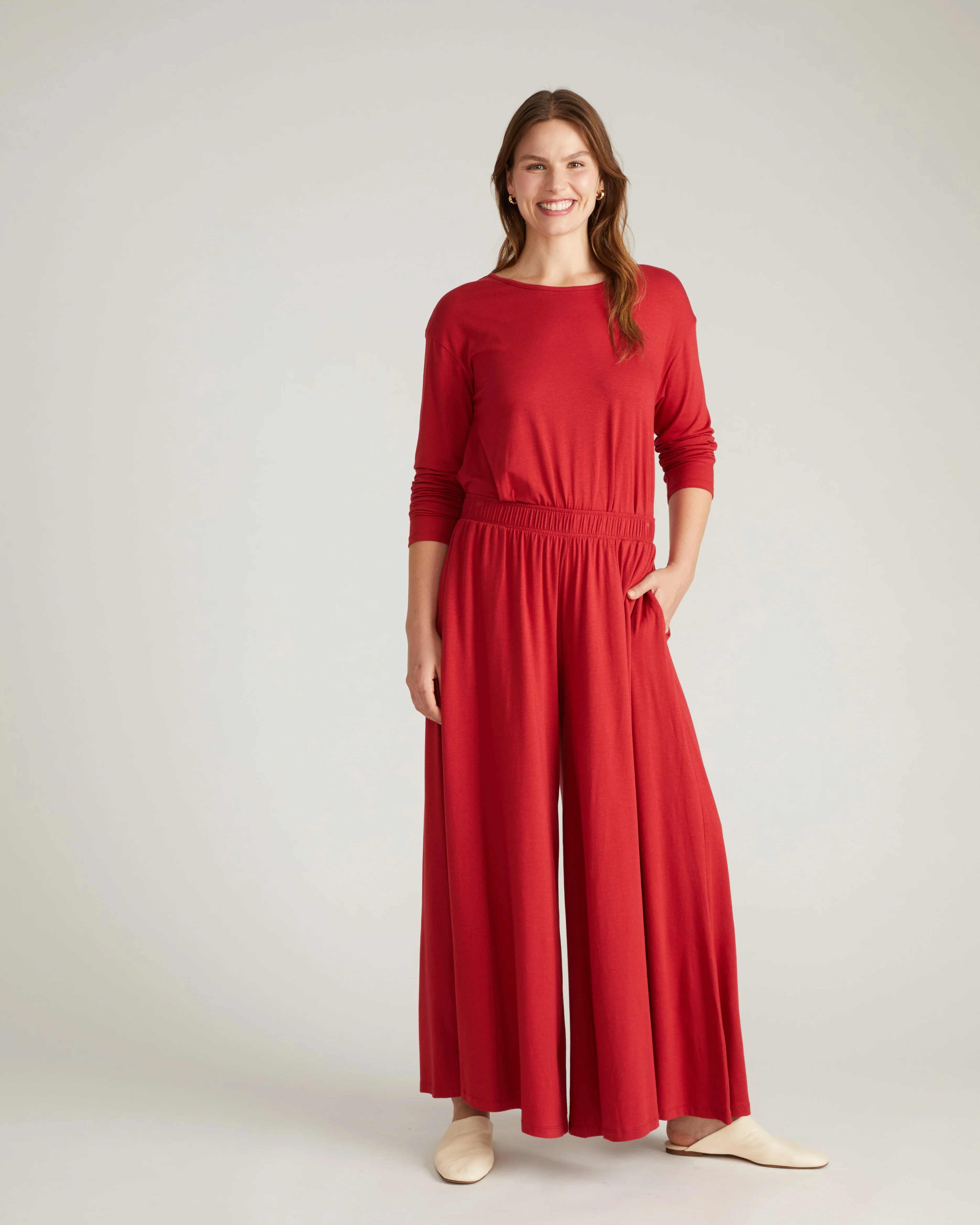 Isadora Wide Leg Lounge Pants - Raspberry - Image 2