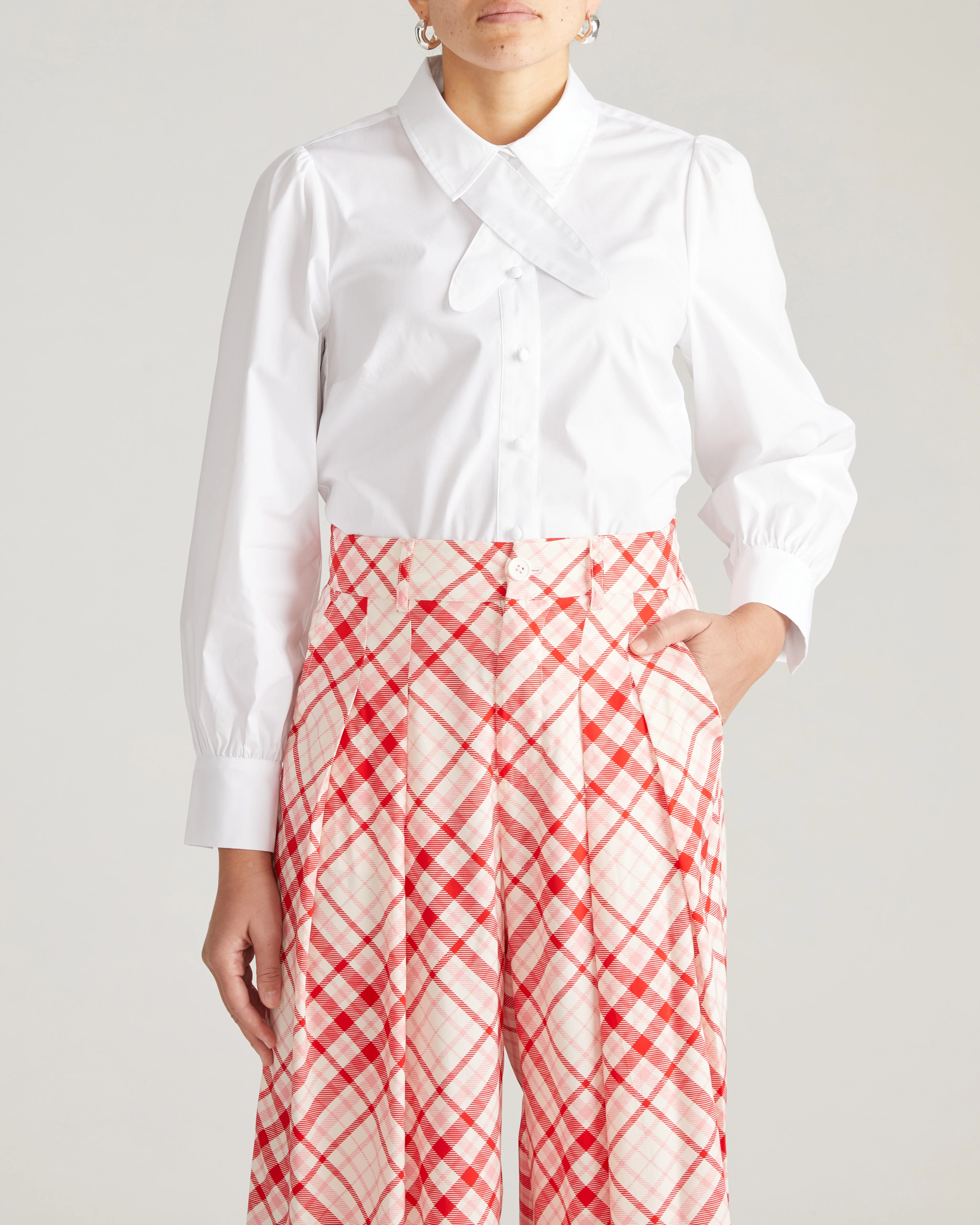 Janet Tie-Neck Cotton Poplin Shirt - White - Image 4