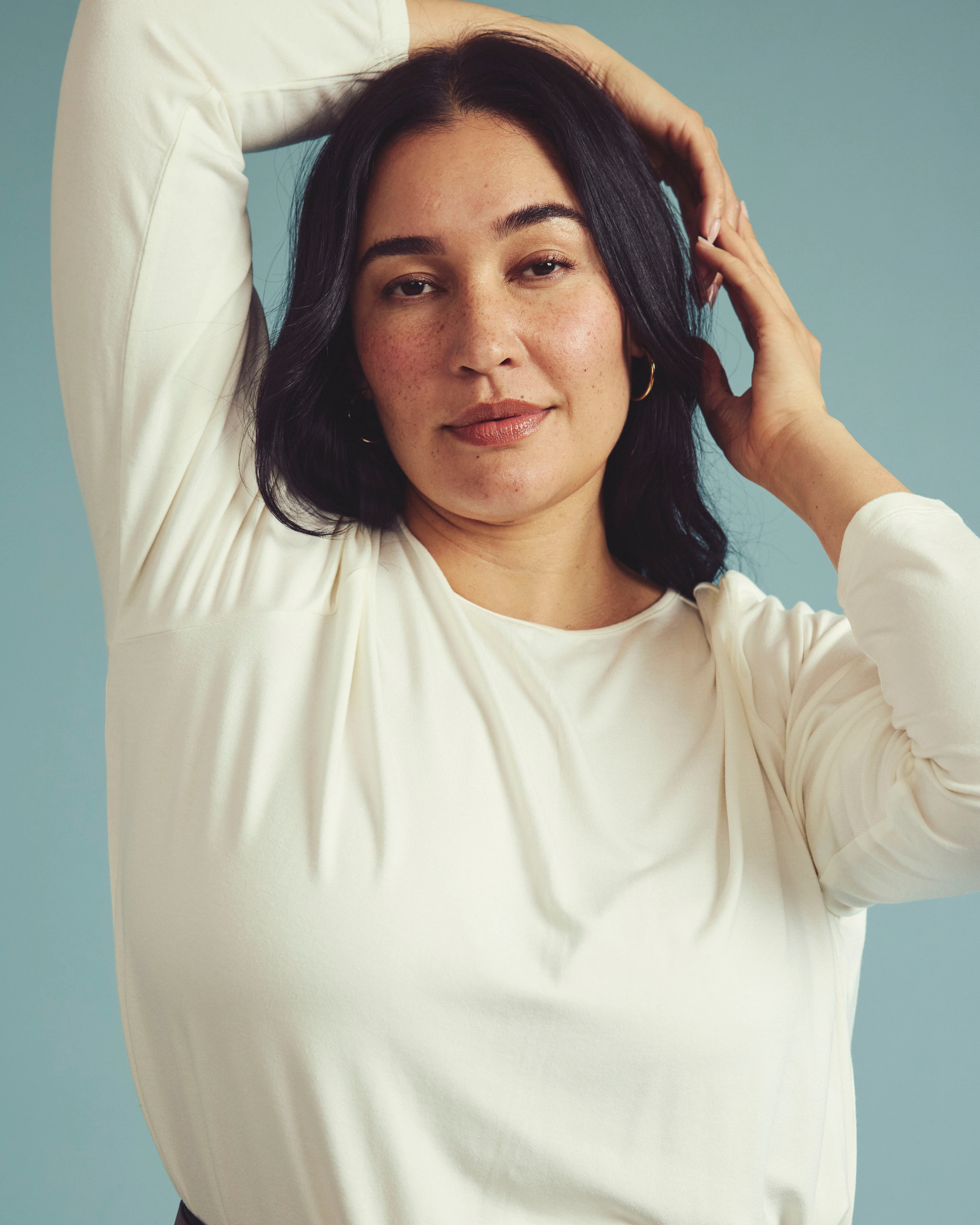 Joan Liquid Jersey Long Sleeve Top - White - Image 2
