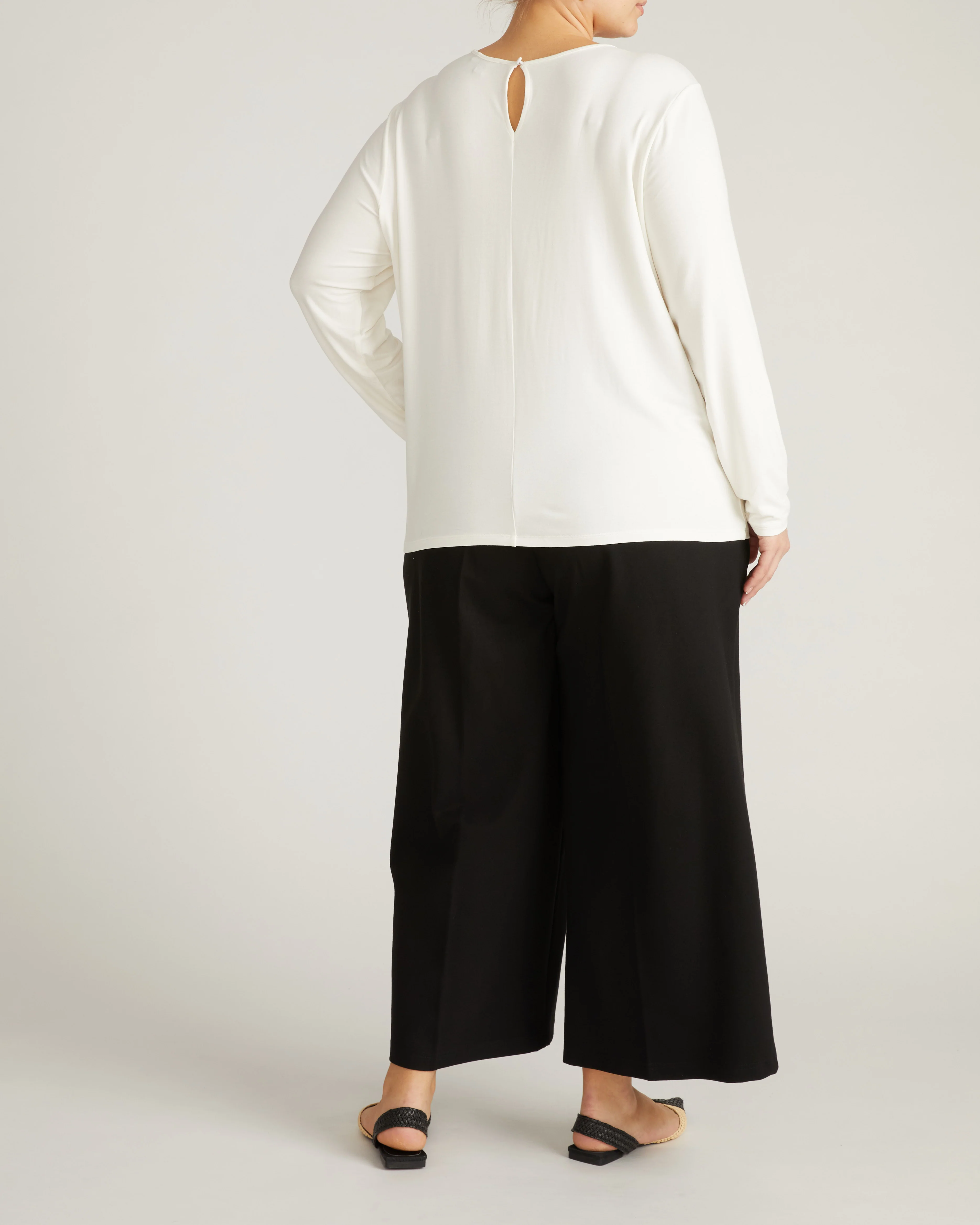 Joan Liquid Jersey Long Sleeve Top - White - Image 5