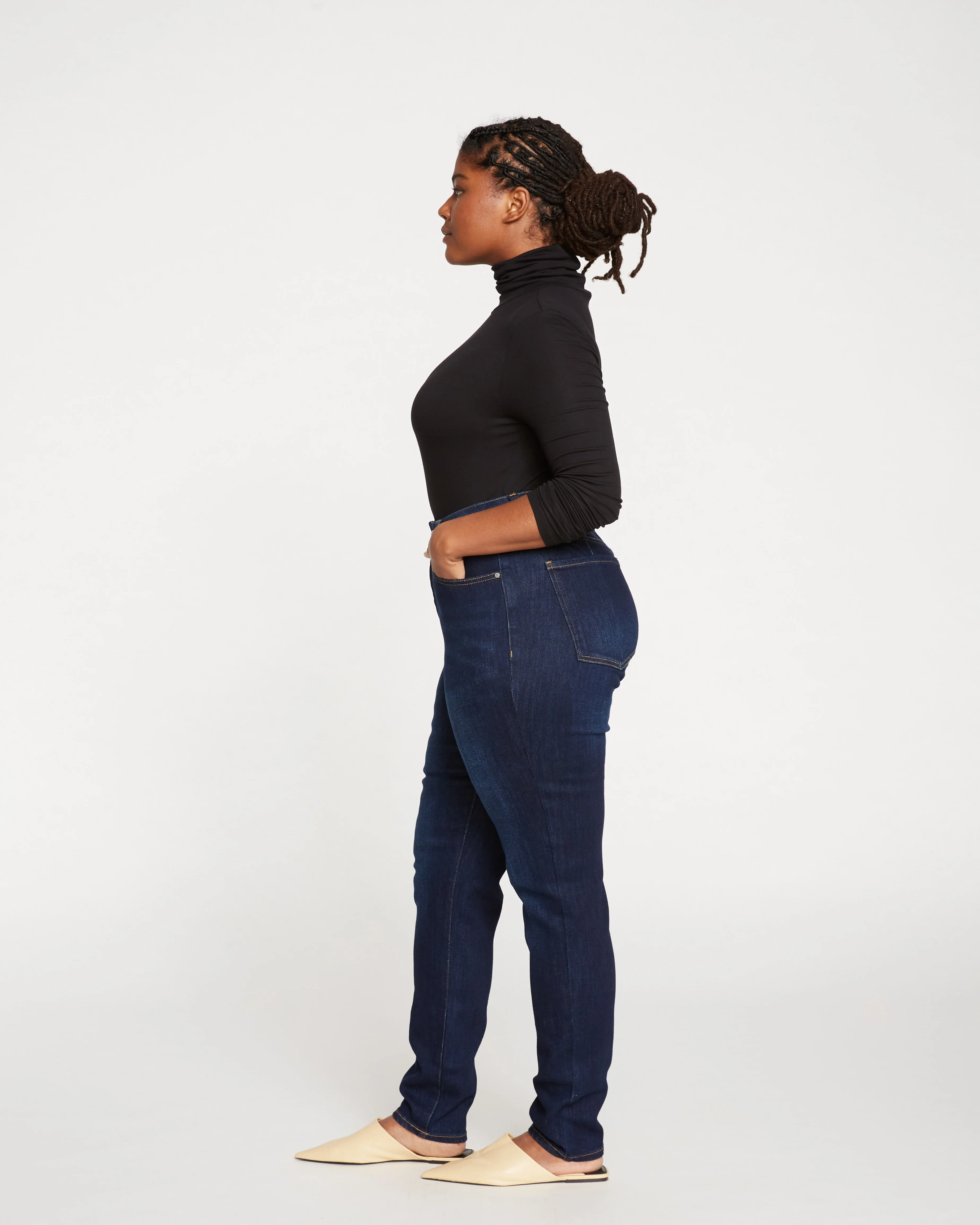 Joni High Rise Curve Slim Leg Jeans 32 Inch - Midnight Blue - Image 4