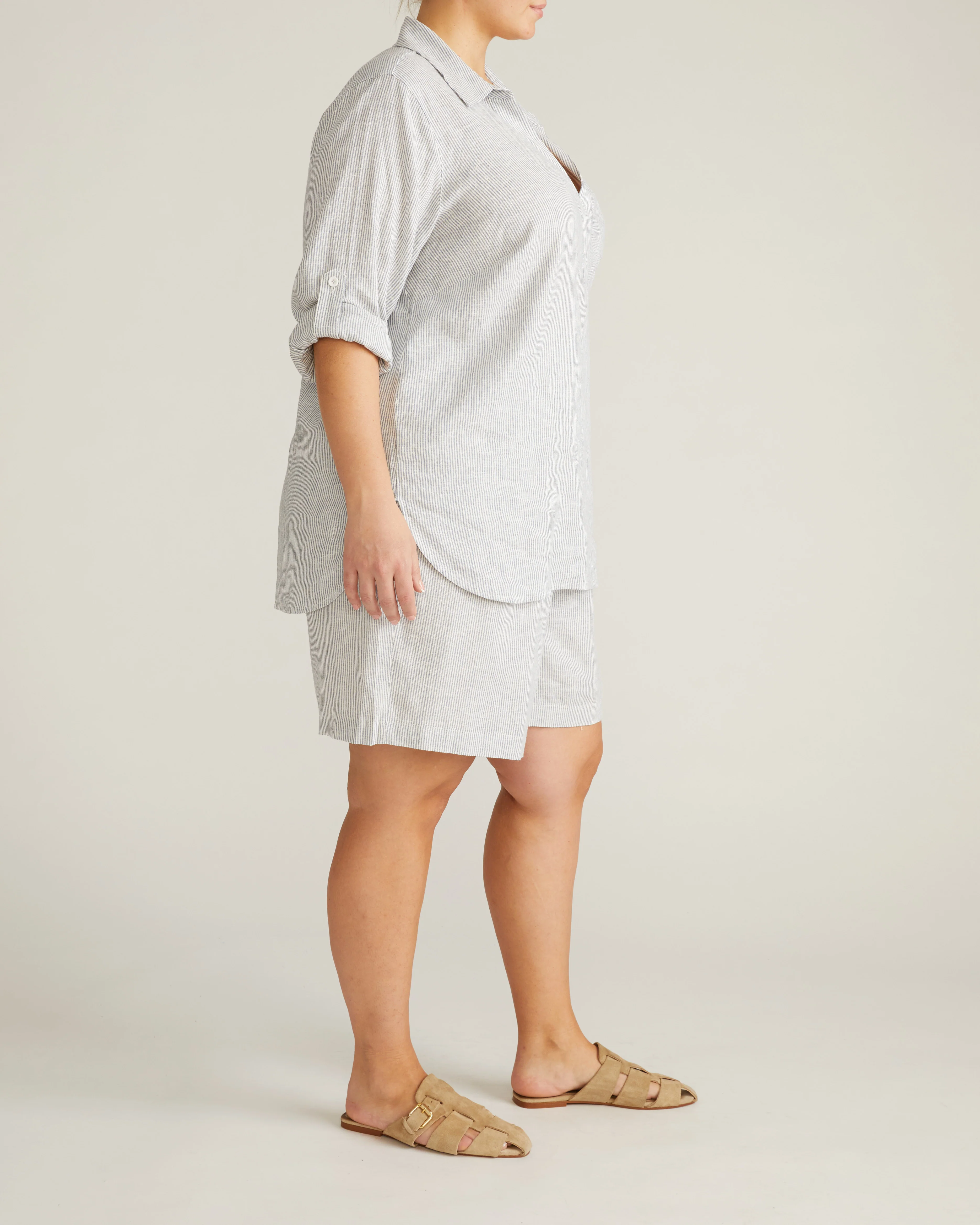 Juniper Linen Easy Pull-On Shorts - Beach Stripe - Image 5